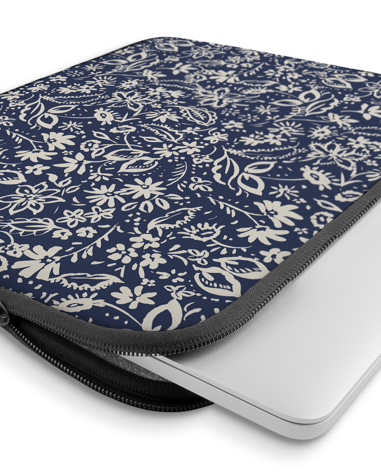 Ditsy Blue Paisley Laptop Case 15 inch with device inside