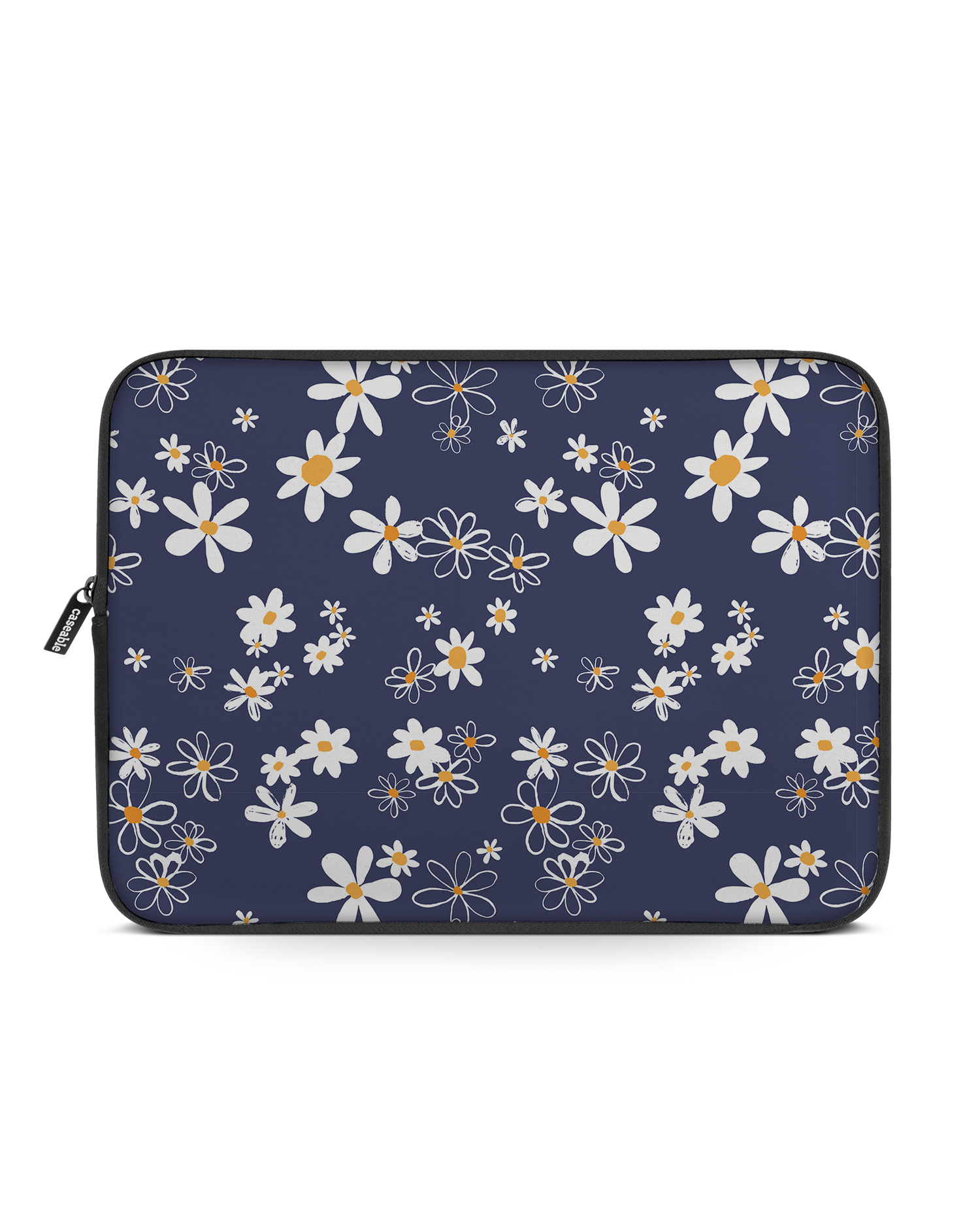 Navy Daisies Laptop Case 15 inch: Front View