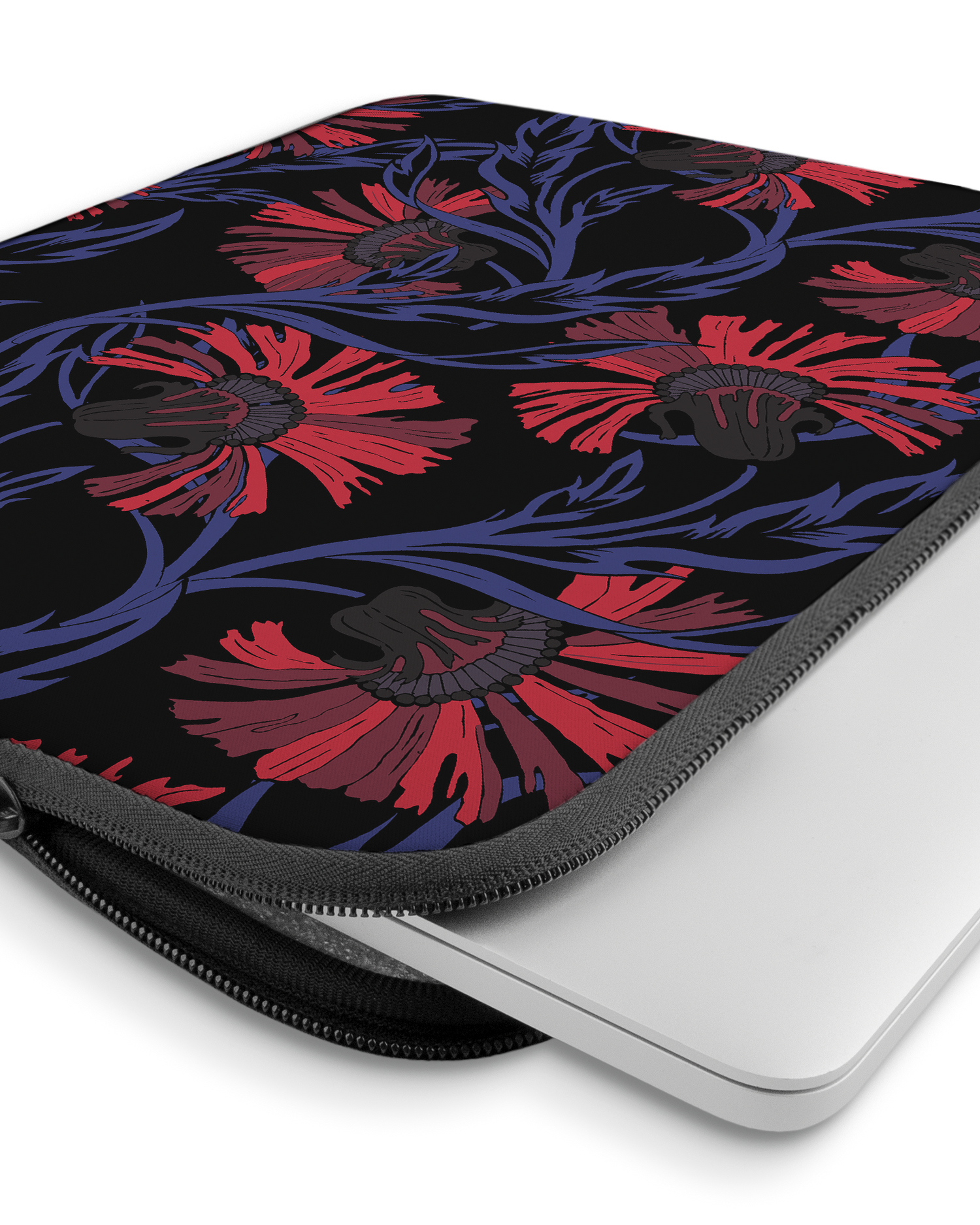 Midnight Floral Laptop Case 15 inch with device inside
