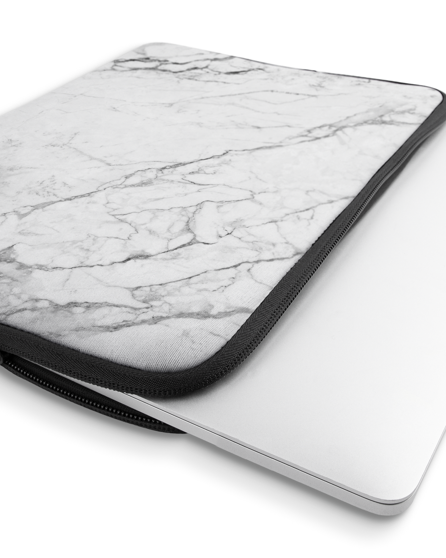 White Marble Laptop Case 16 inch with device inside