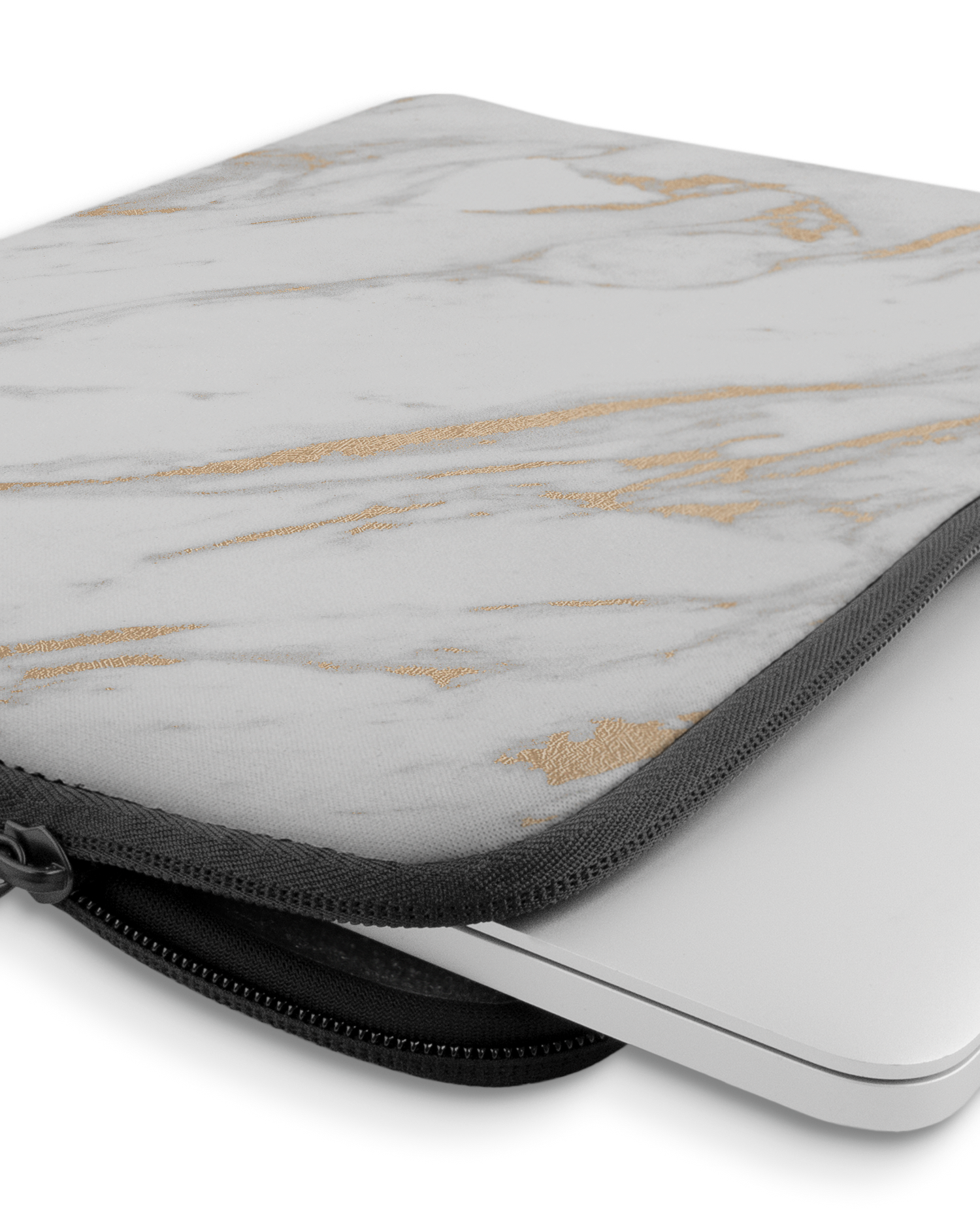 Gold Marble Elegance Laptop Case 13-14 inch with device inside