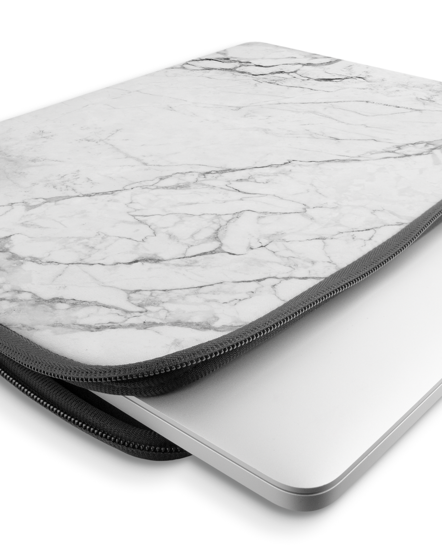 White Marble Laptop Case 15-16 inch with device inside