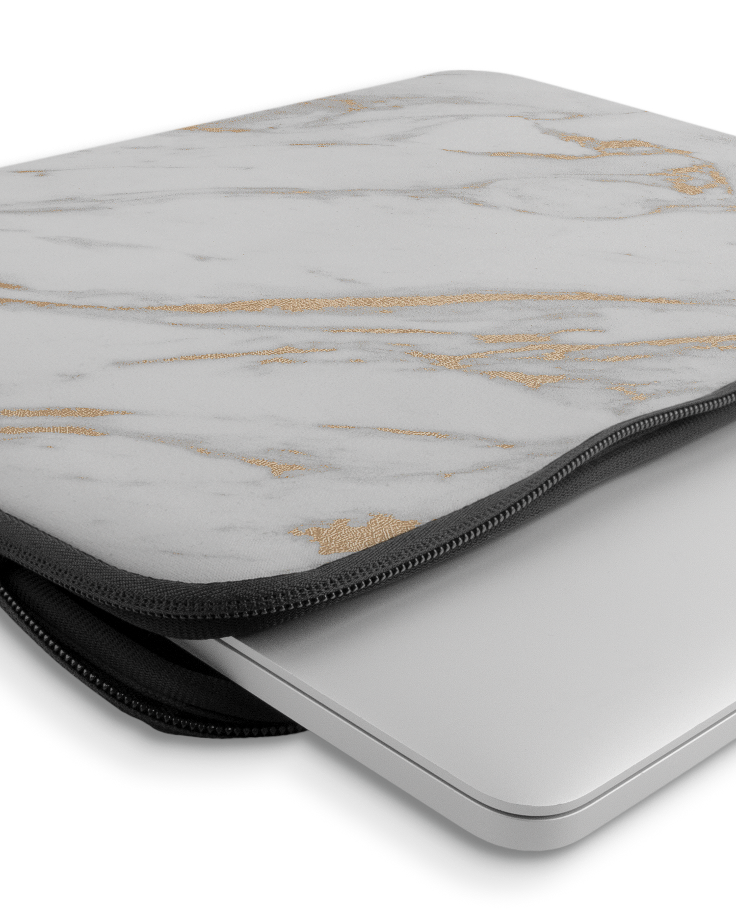 Gold Marble Elegance Laptop Case 14-15 inch with device inside