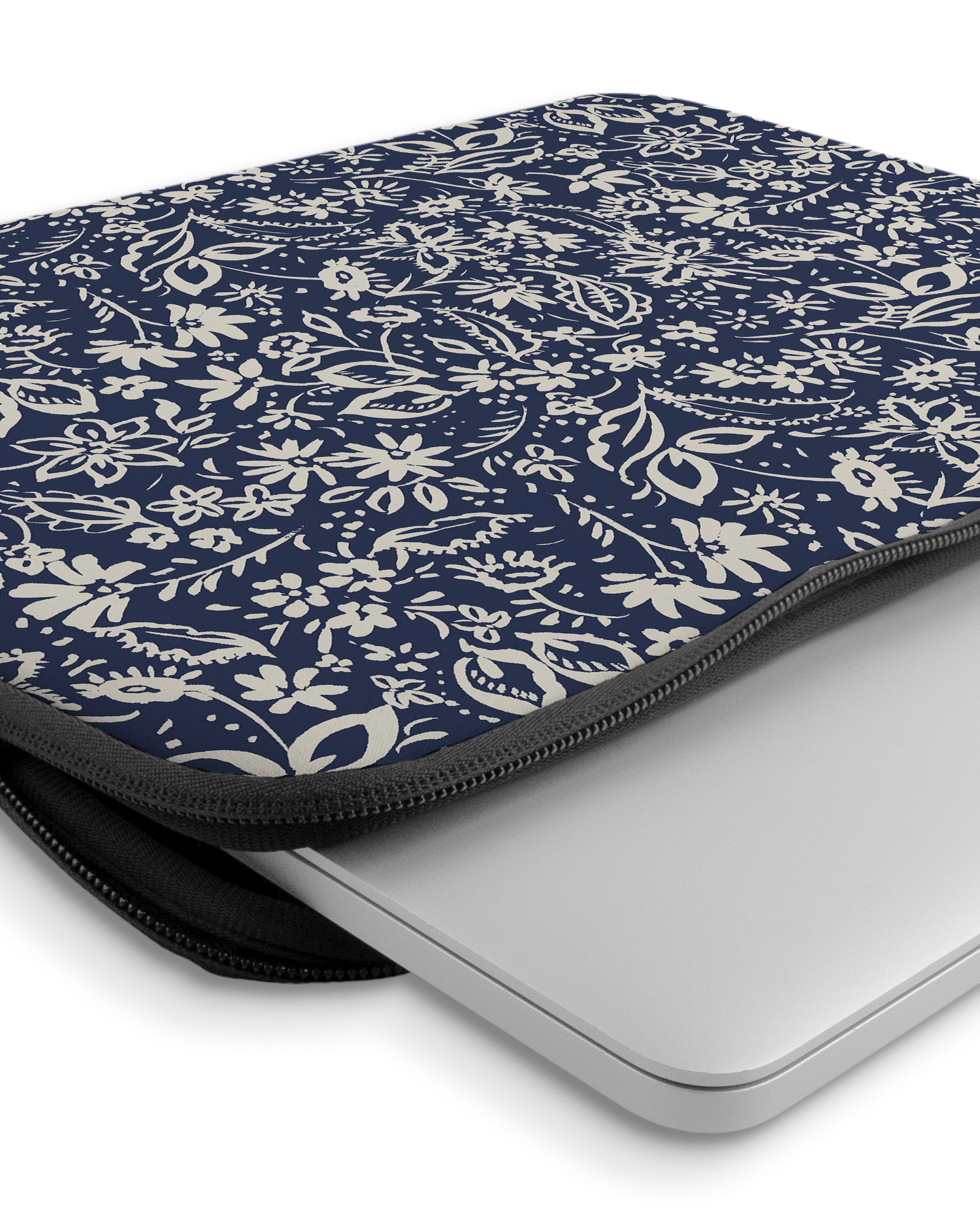 Ditsy Blue Paisley Laptop Case 14-15 inch with device inside