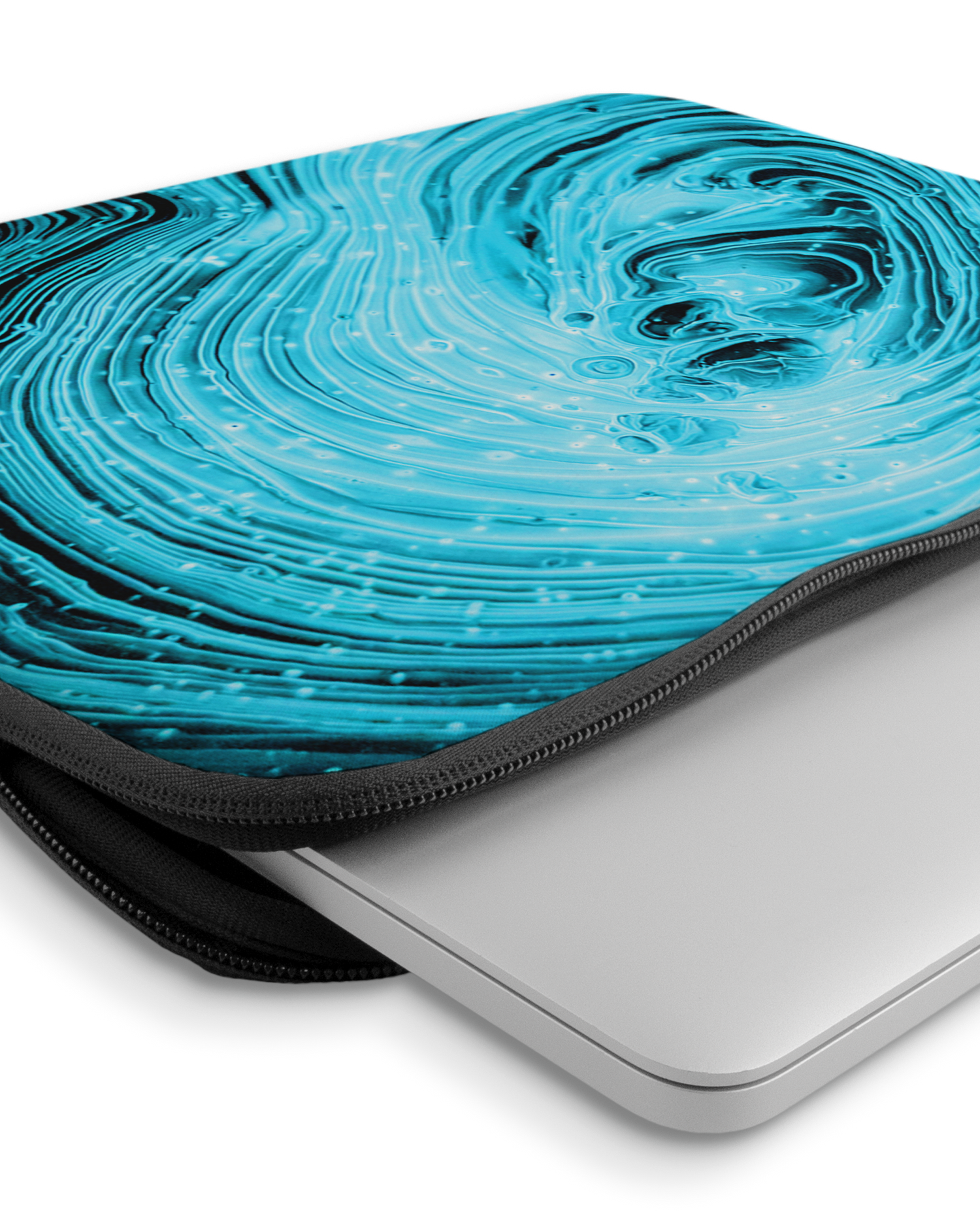 Turquoise Ripples Laptop Case 14-15 inch with device inside