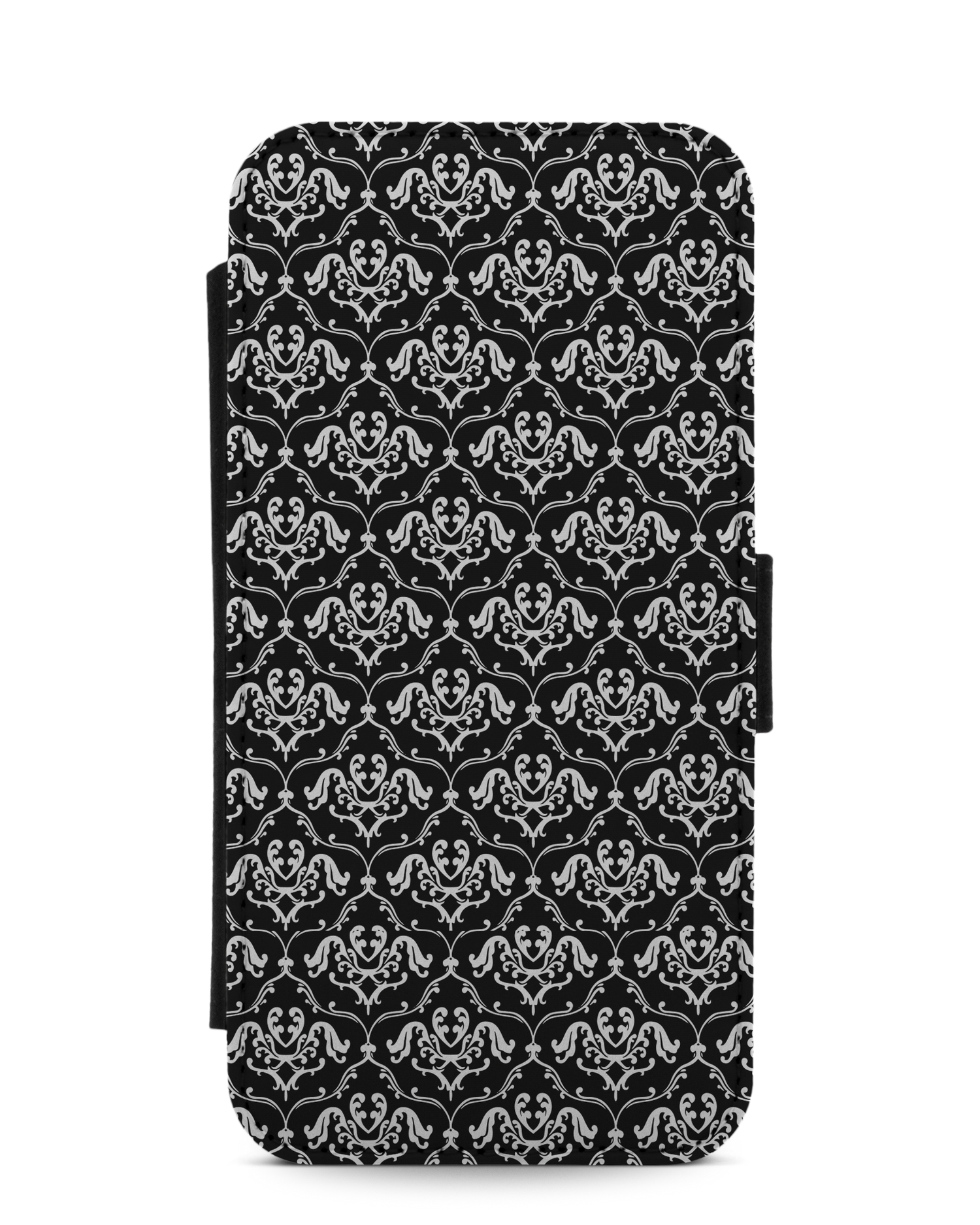 Black French Lillies Wallet Phone Case Apple iPhone 12, Apple iPhone 12 Pro: Front View