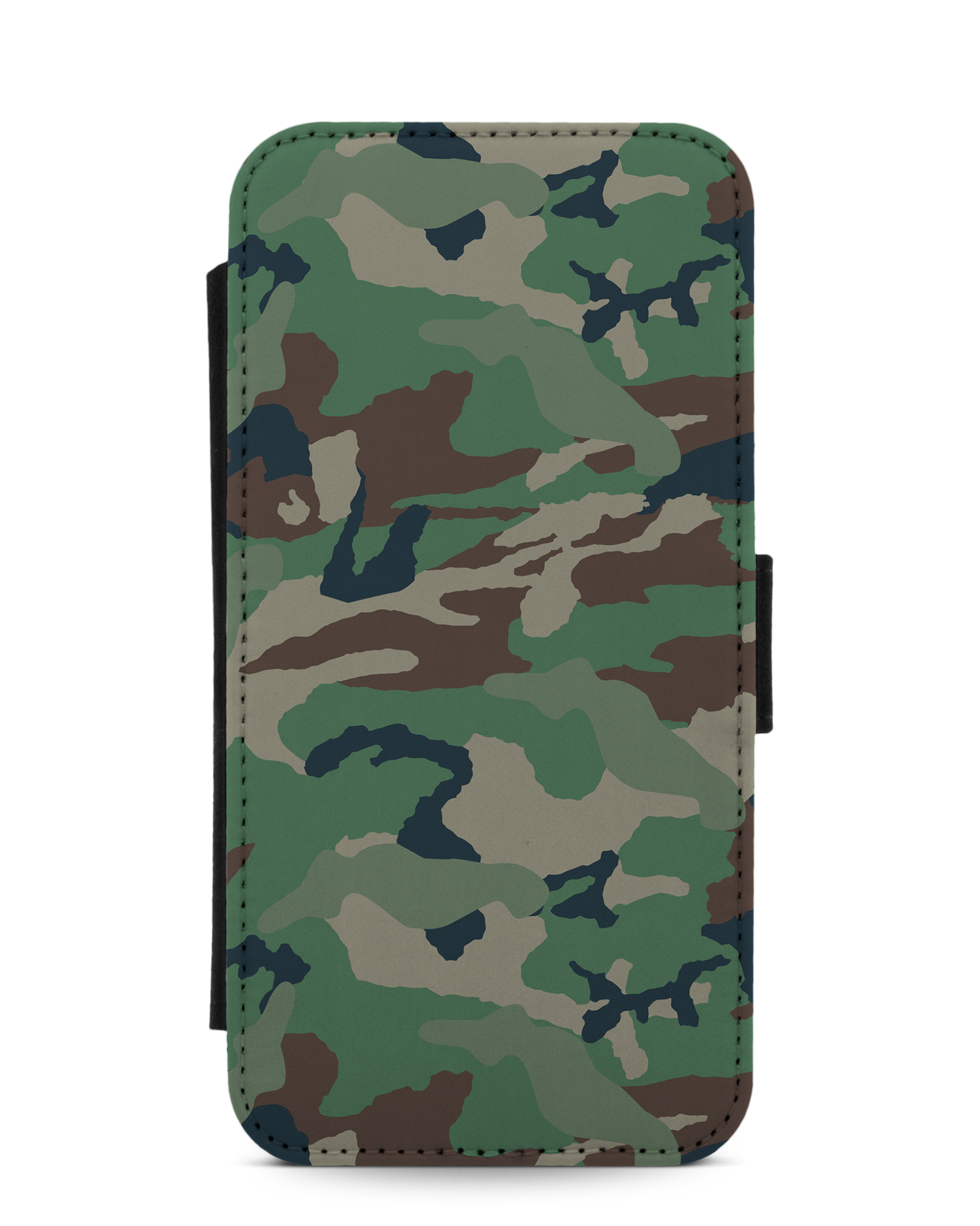 Green and Brown Camo Wallet Phone Case Apple iPhone 12, Apple iPhone 12 Pro: Front View