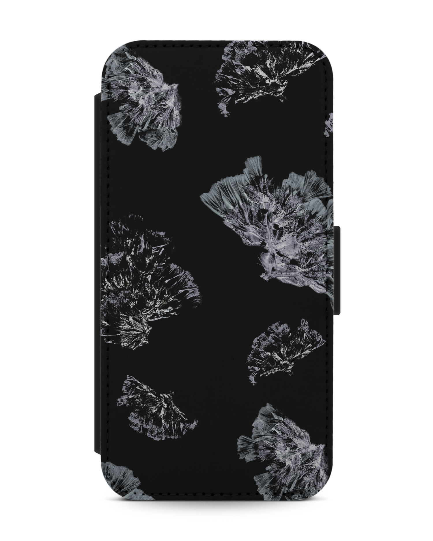 Silver Petals Wallet Phone Case Apple iPhone 13 Pro: Front View