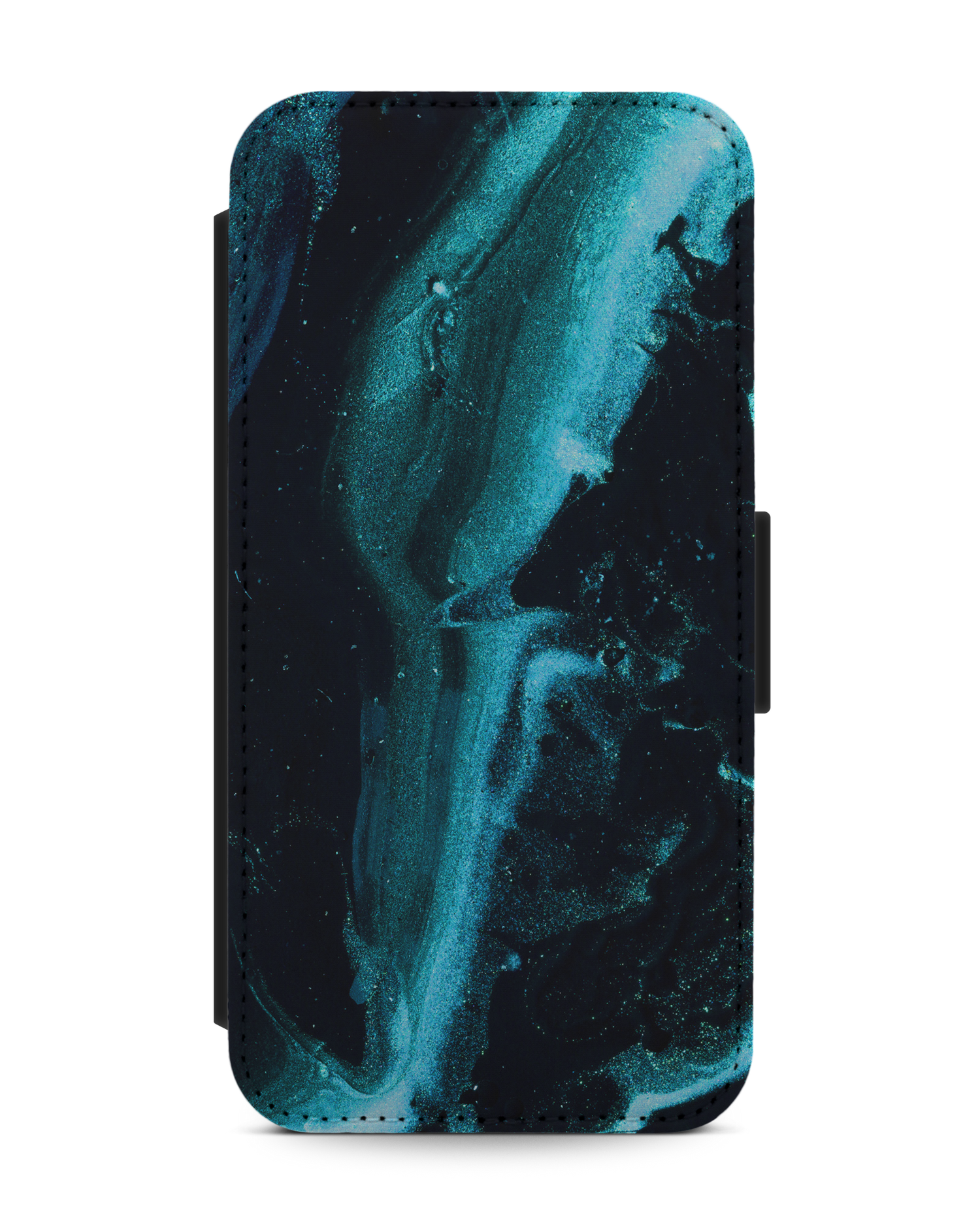 Deep Turquoise Sparkle Wallet Phone Case Apple iPhone 13 Pro: Front View