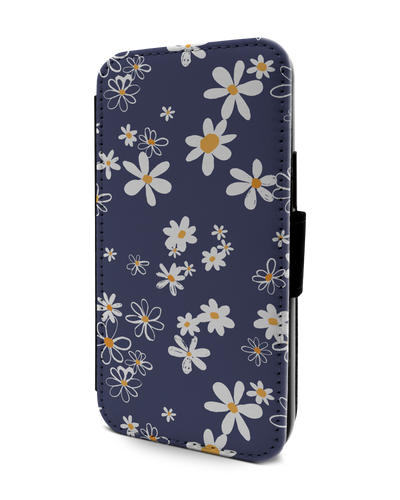 Navy Daisies Wallet Phone Case Apple iPhone 13 mini
