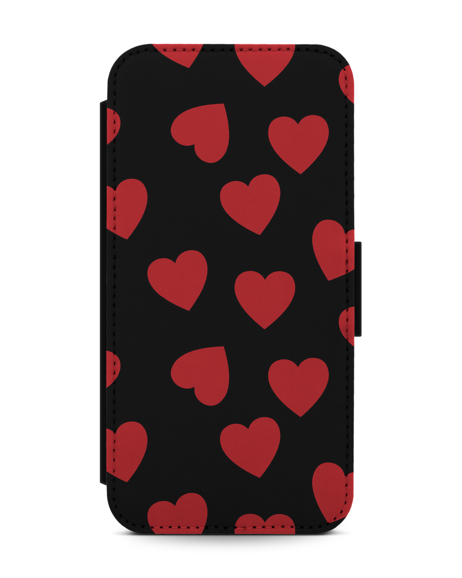 Repeating Hearts Wallet Phone Case Apple iPhone 13 mini: Front View