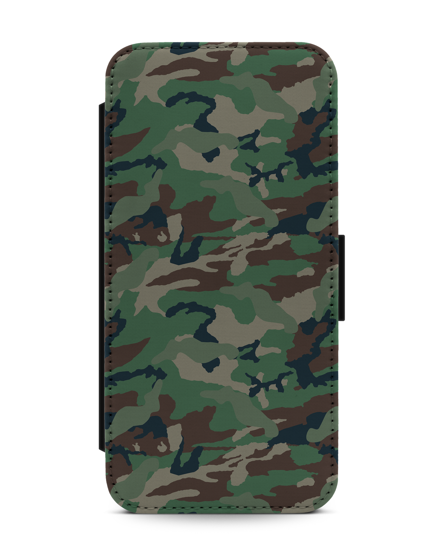 Green and Brown Camo Wallet Phone Case Apple iPhone 13 Pro Max: Front View