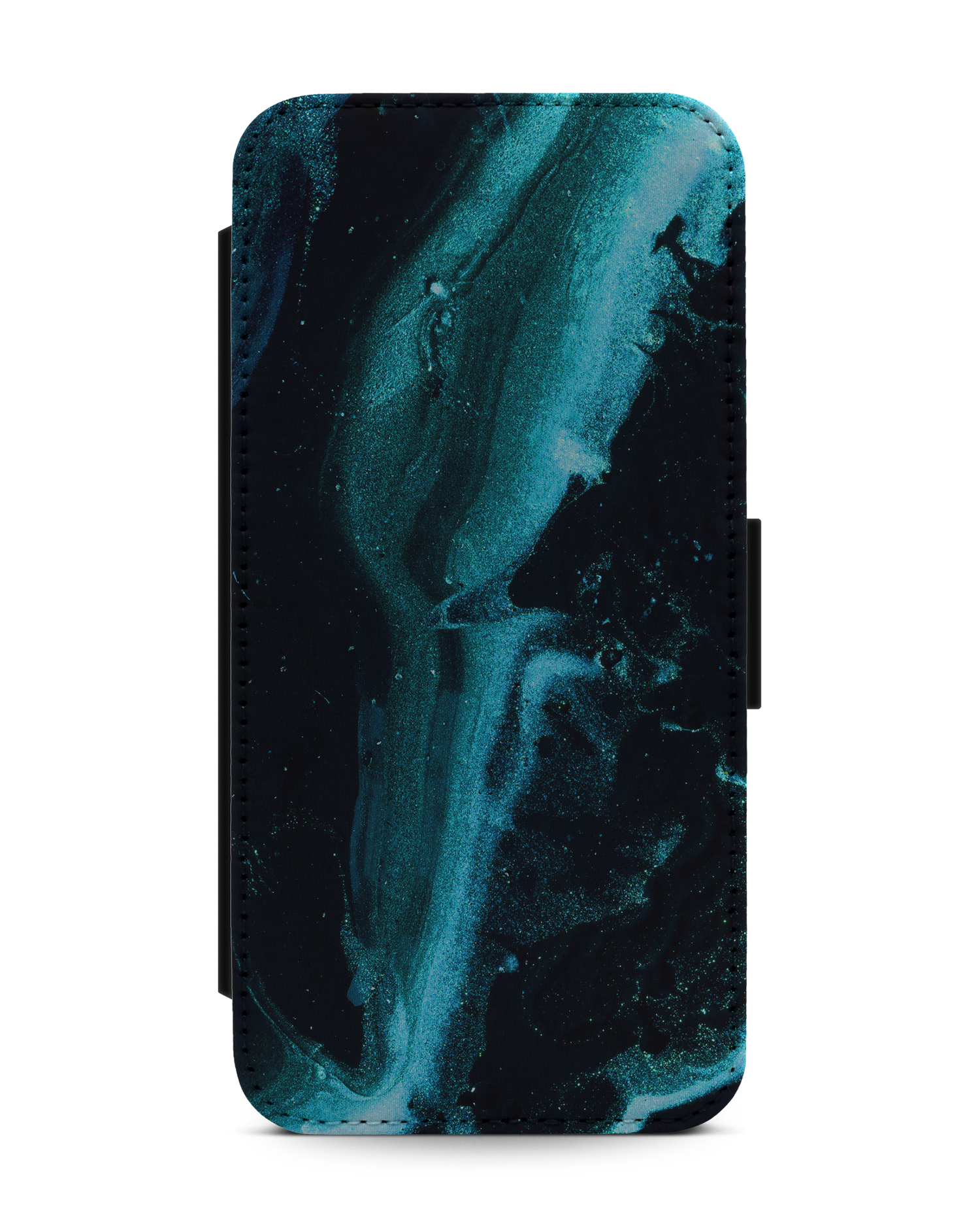 Deep Turquoise Sparkle Wallet Phone Case Apple iPhone 13 Pro Max: Front View
