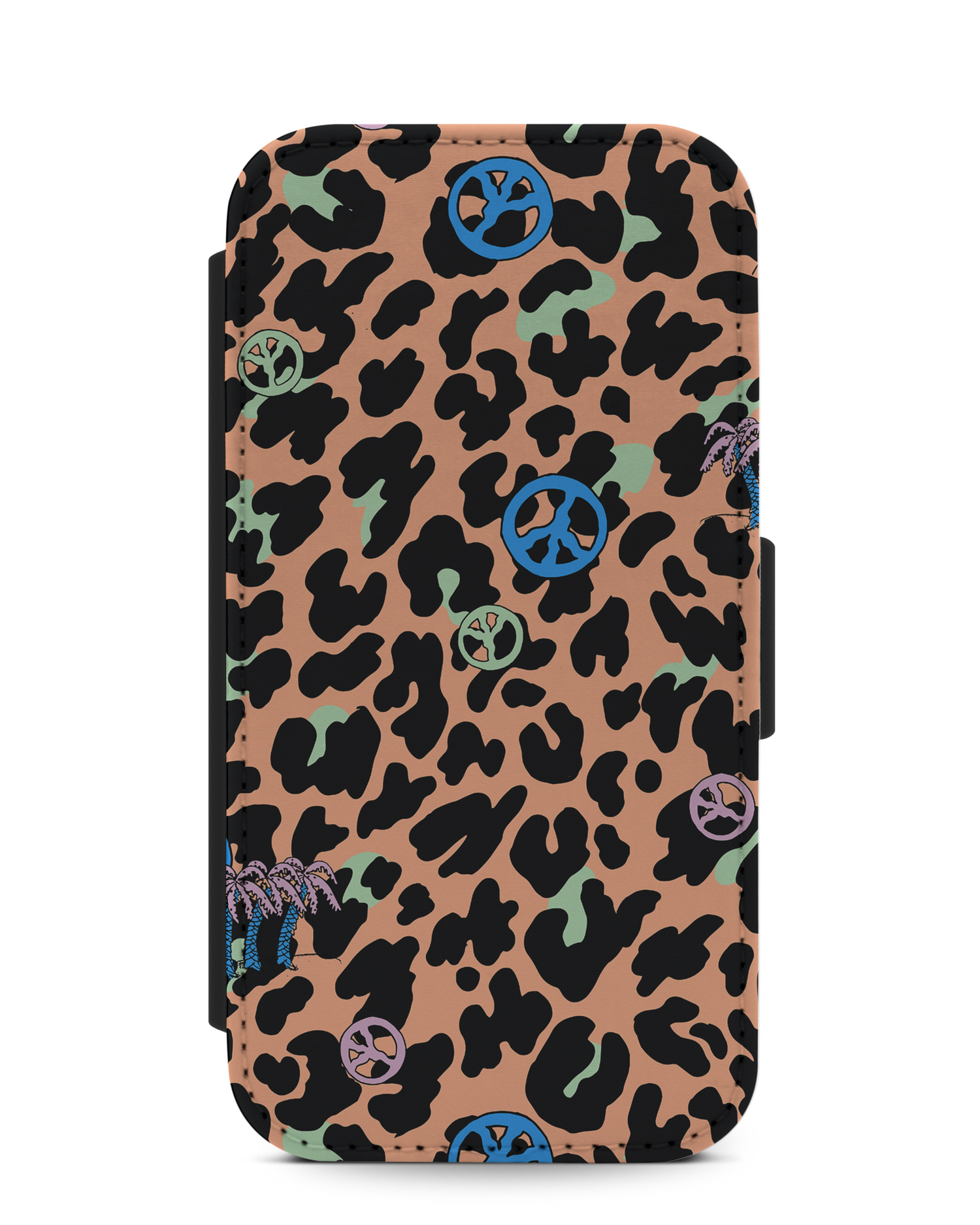 Leopard Peace Palms Wallet Phone Case Apple iPhone 7, Apple iPhone 8, Apple iPhone SE (2020), Apple iPhone SE (2022): Front View