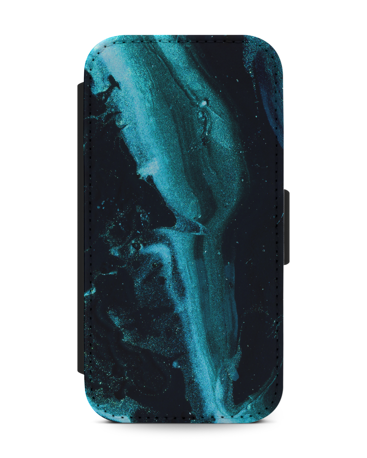 Deep Turquoise Sparkle Wallet Phone Case Apple iPhone 7, Apple iPhone 8, Apple iPhone SE (2020), Apple iPhone SE (2022): Front View
