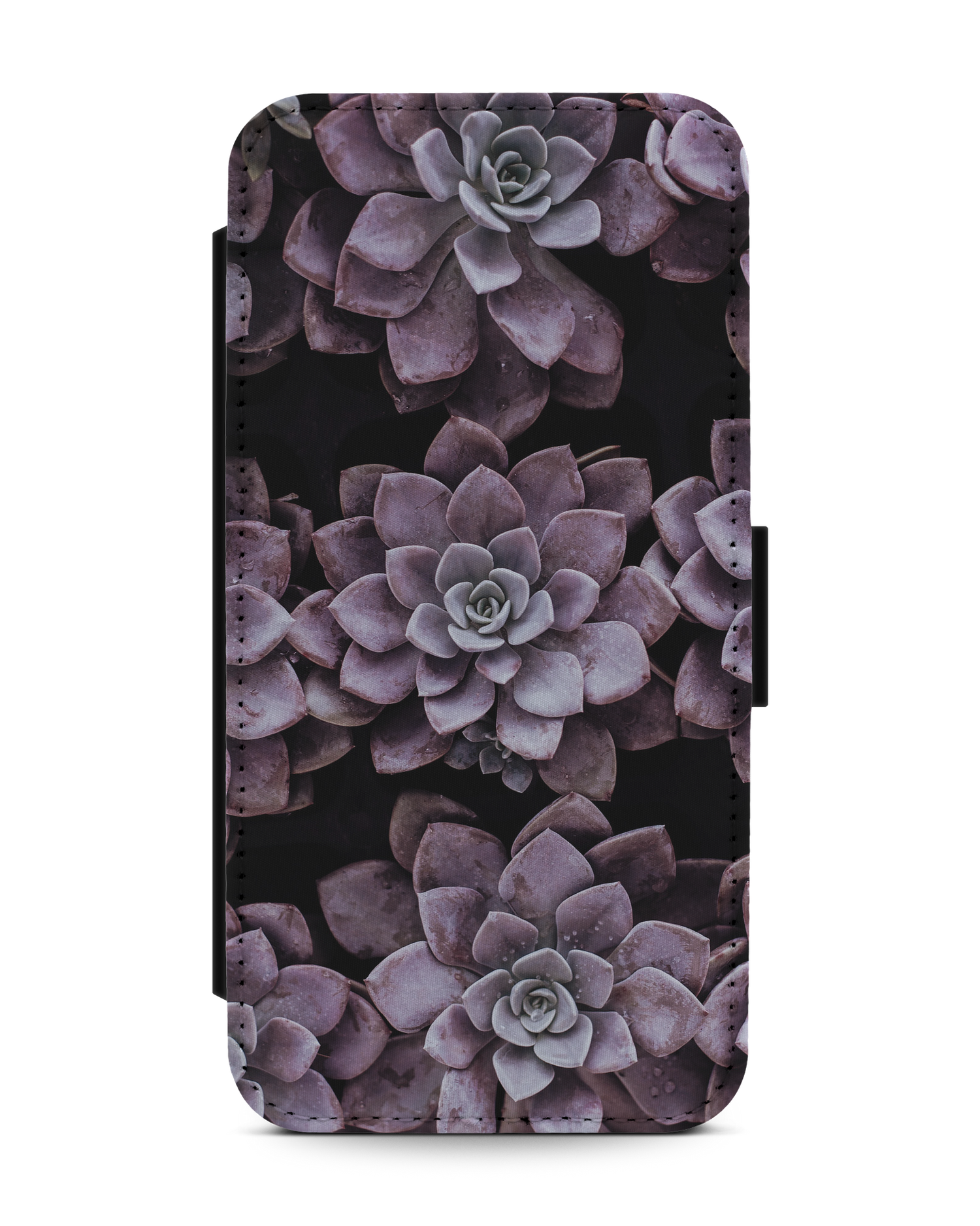 Purple Succulents Wallet Phone Case Apple iPhone 13: Front View