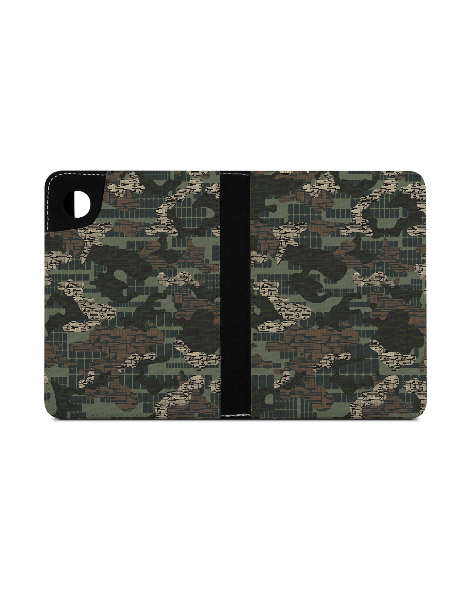 Green Camo Mix eReader Case for tolino shine 4 (2022): Opened exterior view