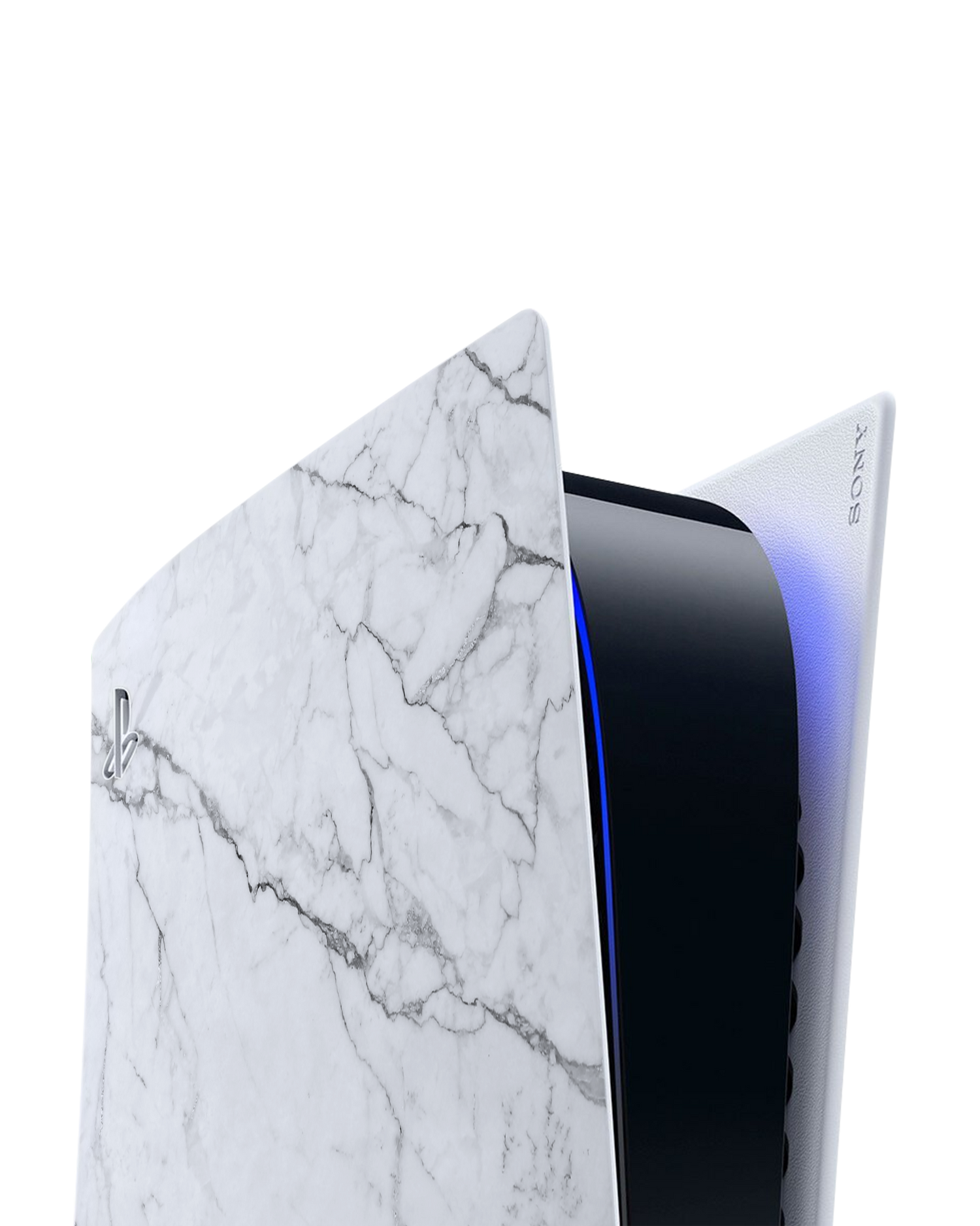 White Marble Console Skin for Sony PlayStation 5 Digital Edition: Detail shot