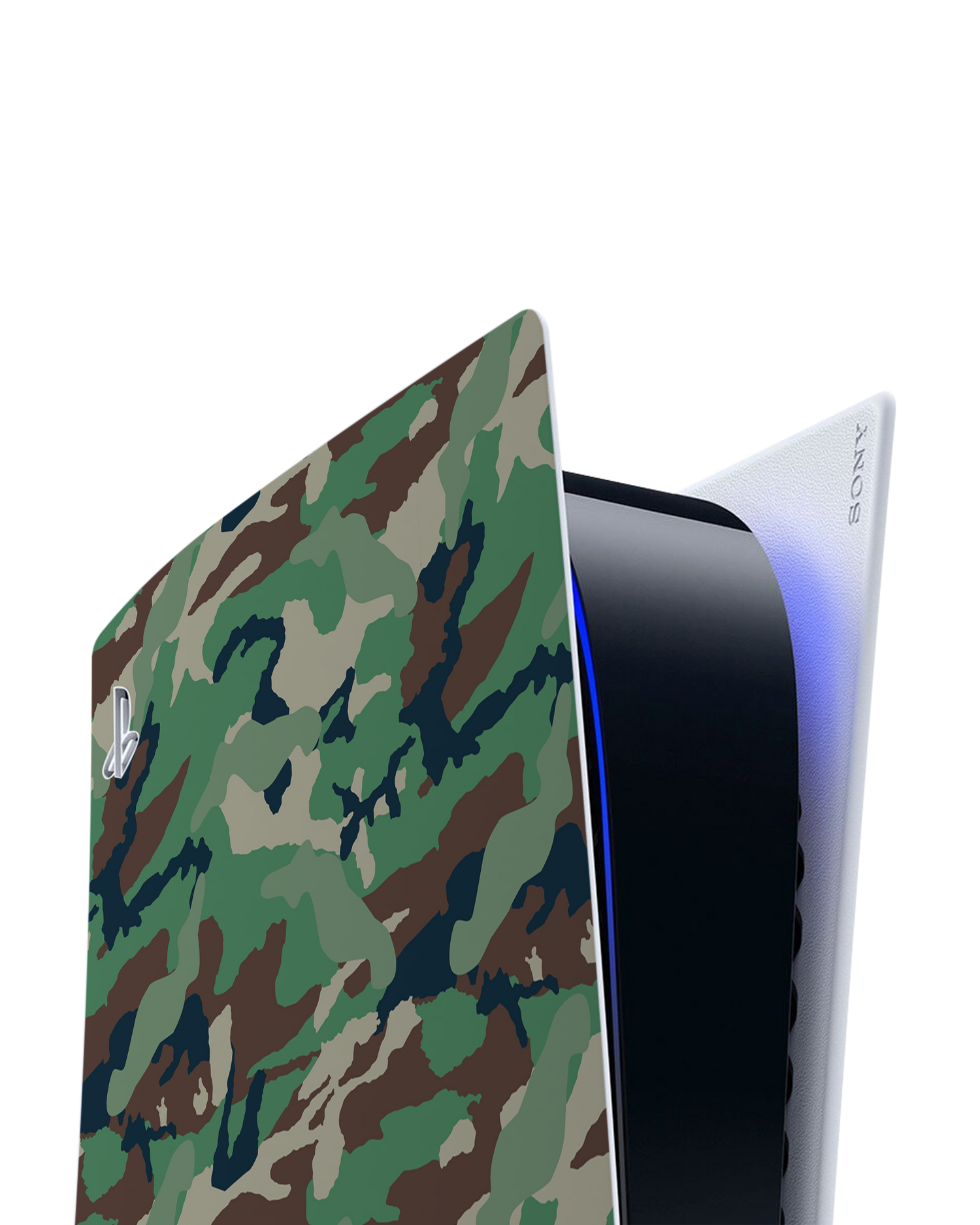 Green and Brown Camo Console Skin for Sony PlayStation 5 Digital Edition: Detail shot