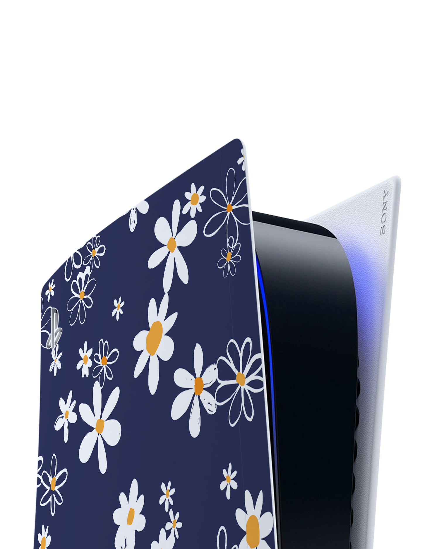 Navy Daisies Console Skin for Sony PlayStation 5 Digital Edition: Detail shot