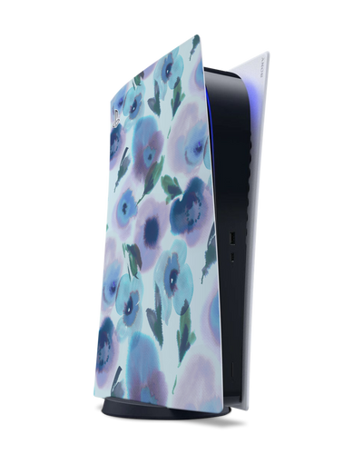 Watercolour Flowers Blue Console Skin for Sony PlayStation 5 Digital Edition