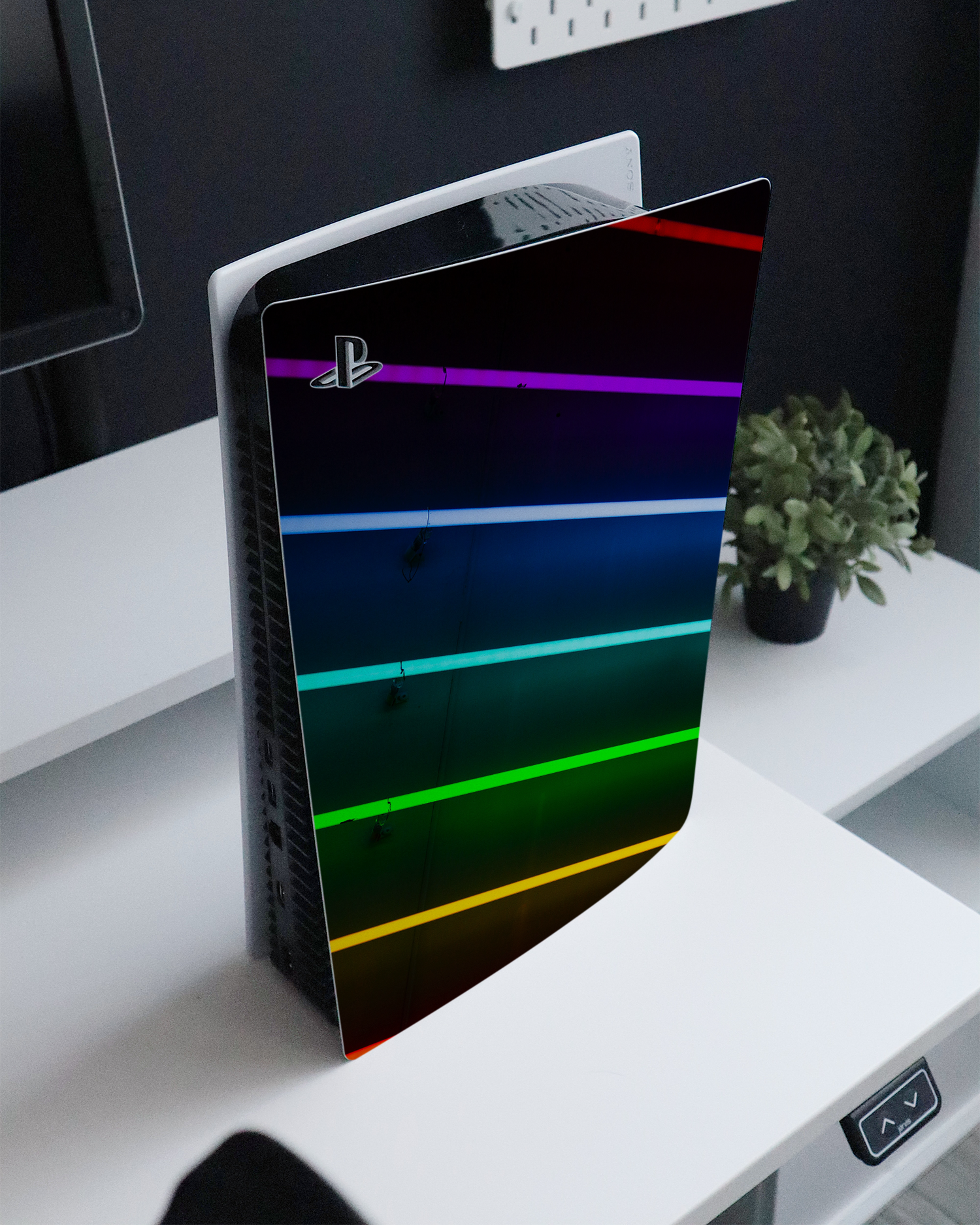 LGBTQ Console Skin for Sony PlayStation 5 Digital Edition standing on a sideboard 
