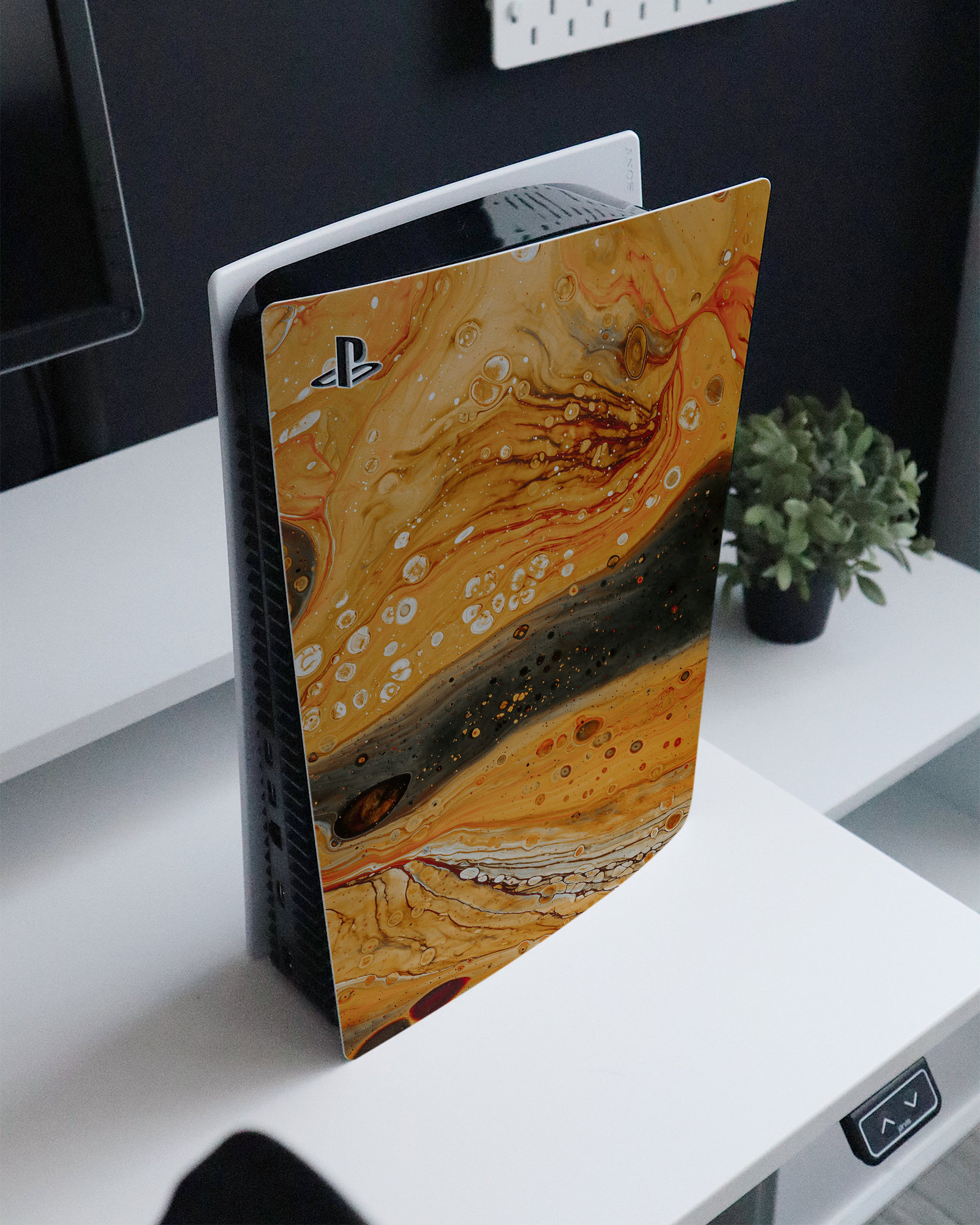 Jupiter Console Skin for Sony PlayStation 5 Digital Edition standing on a sideboard 