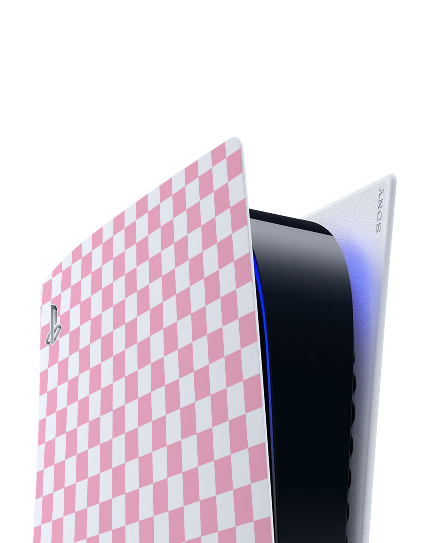 Pink Checkerboard Console Skin for Sony PlayStation 5 Digital Edition: Detail shot