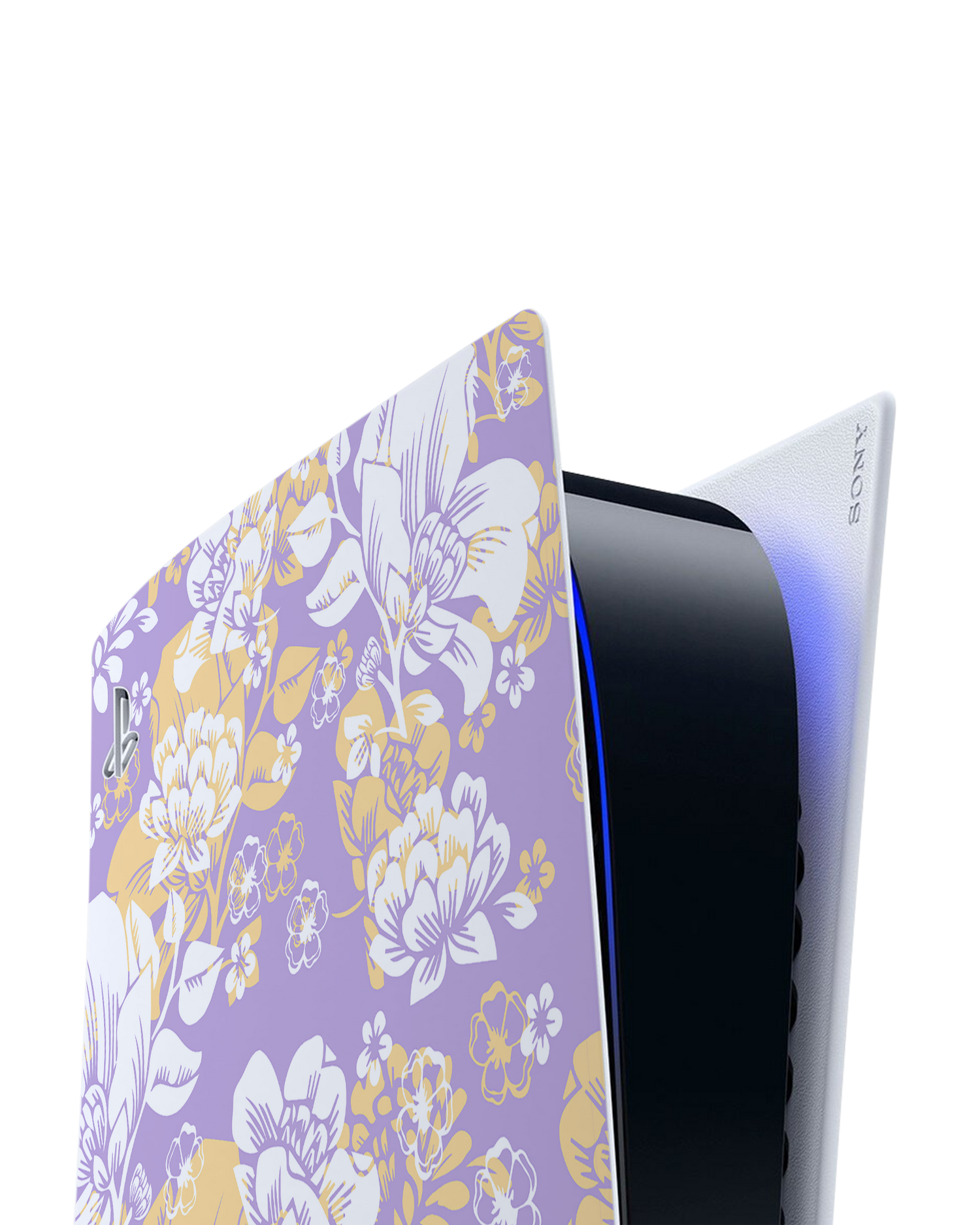 Lavender Floral Console Skin for Sony PlayStation 5 Digital Edition: Detail shot