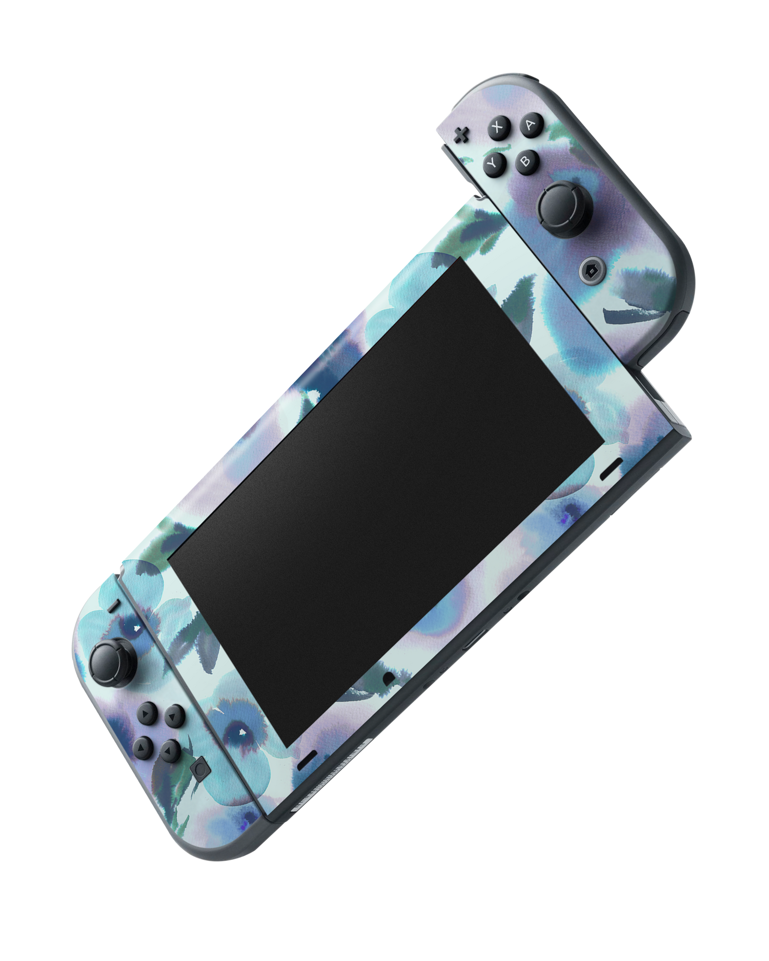 Watercolour Flowers Blue Console Skin for Nintendo Switch: Joy-Con removing 