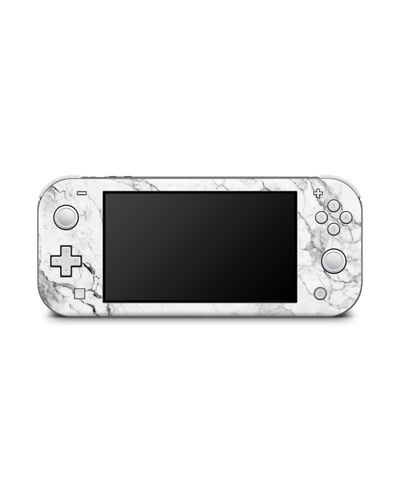 White Marble Console Skin for Nintendo Switch Lite: Front view