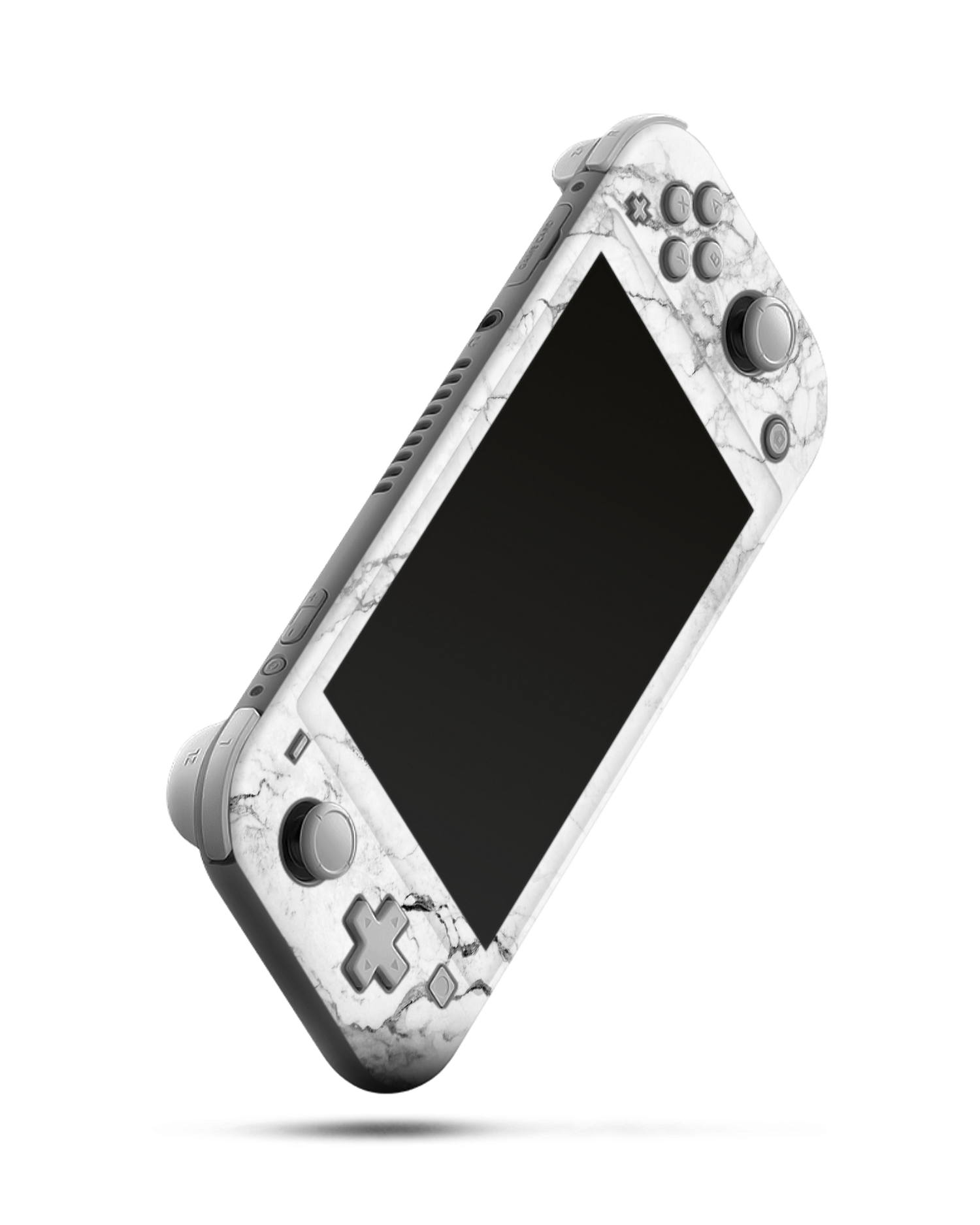 White Marble Console Skin for Nintendo Switch Lite: Side view