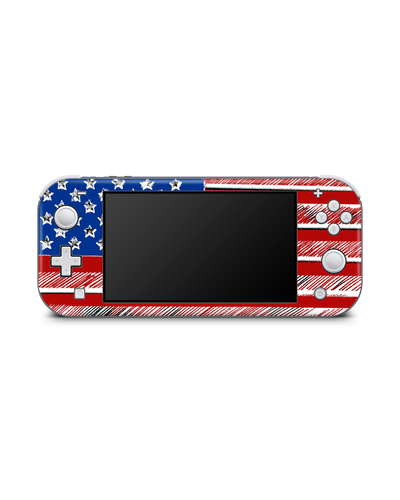 American Flag Color Console Skin for Nintendo Switch Lite: Front view