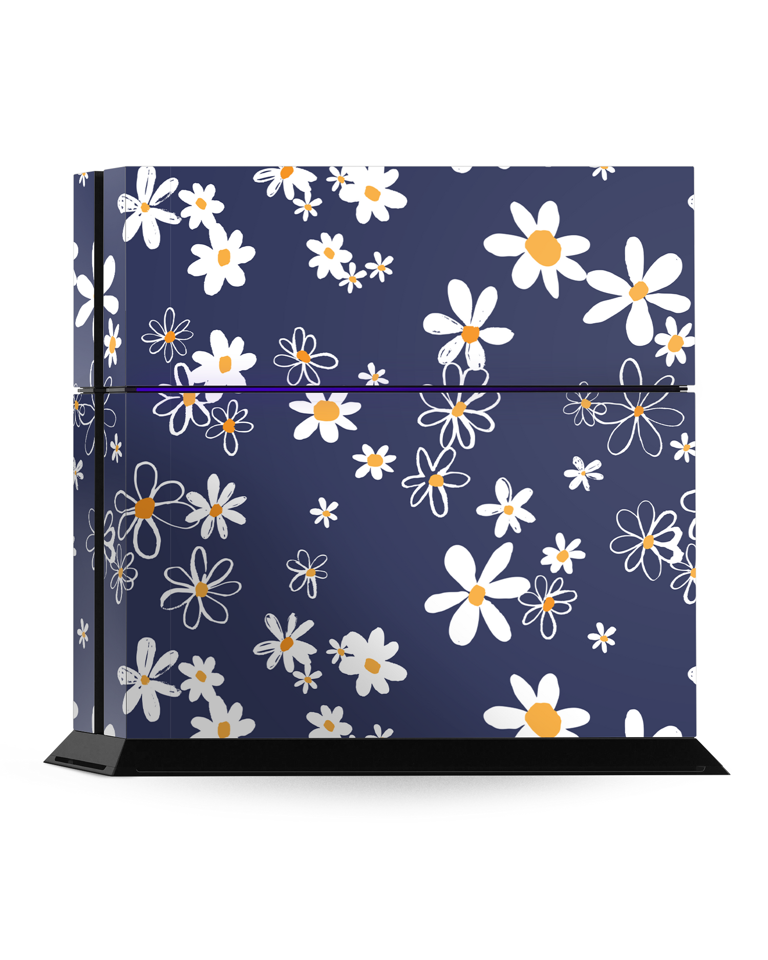 Navy Daisies Console Skin for Sony PlayStation 4: Standing