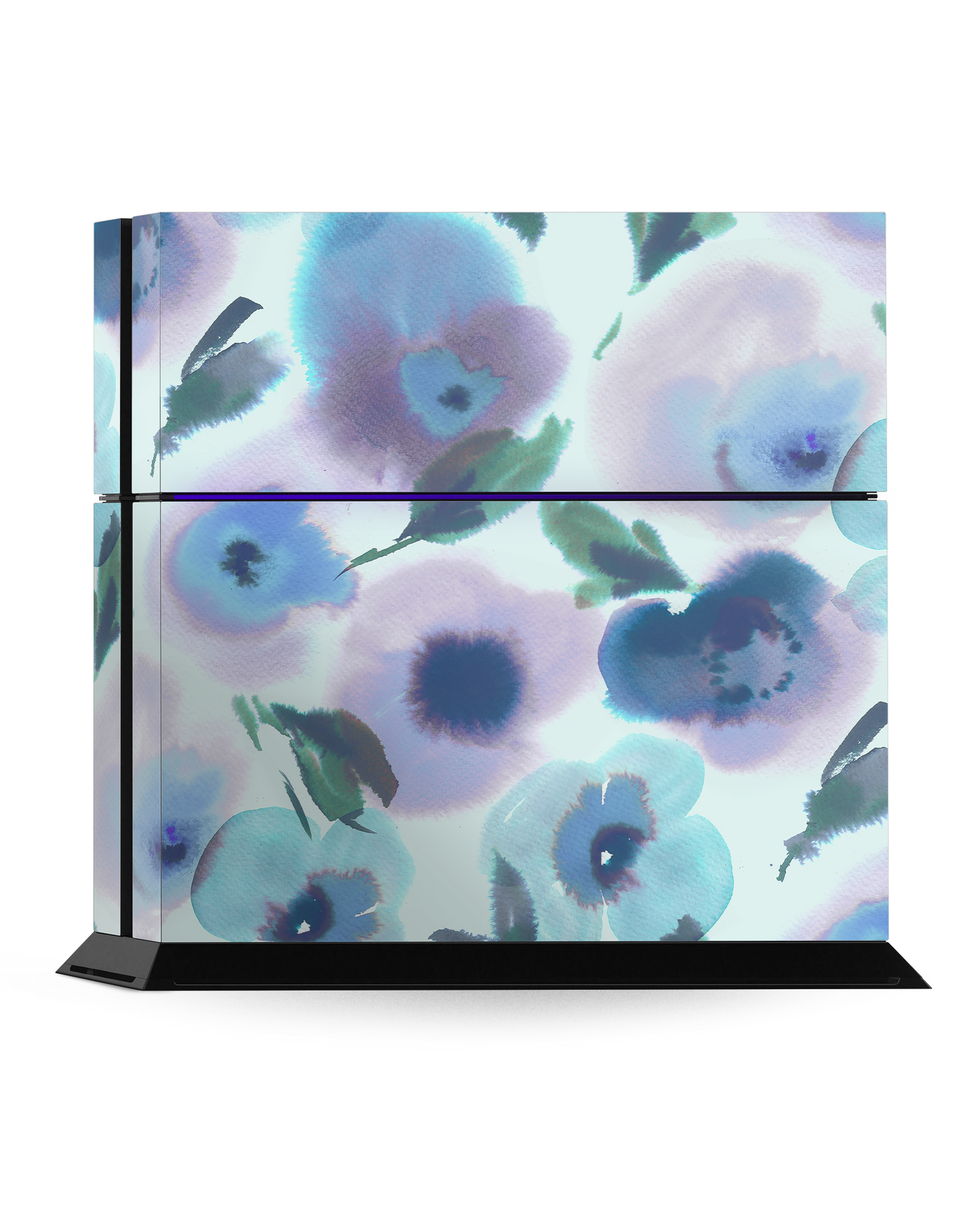 Watercolour Flowers Blue Console Skin for Sony PlayStation 4: Standing