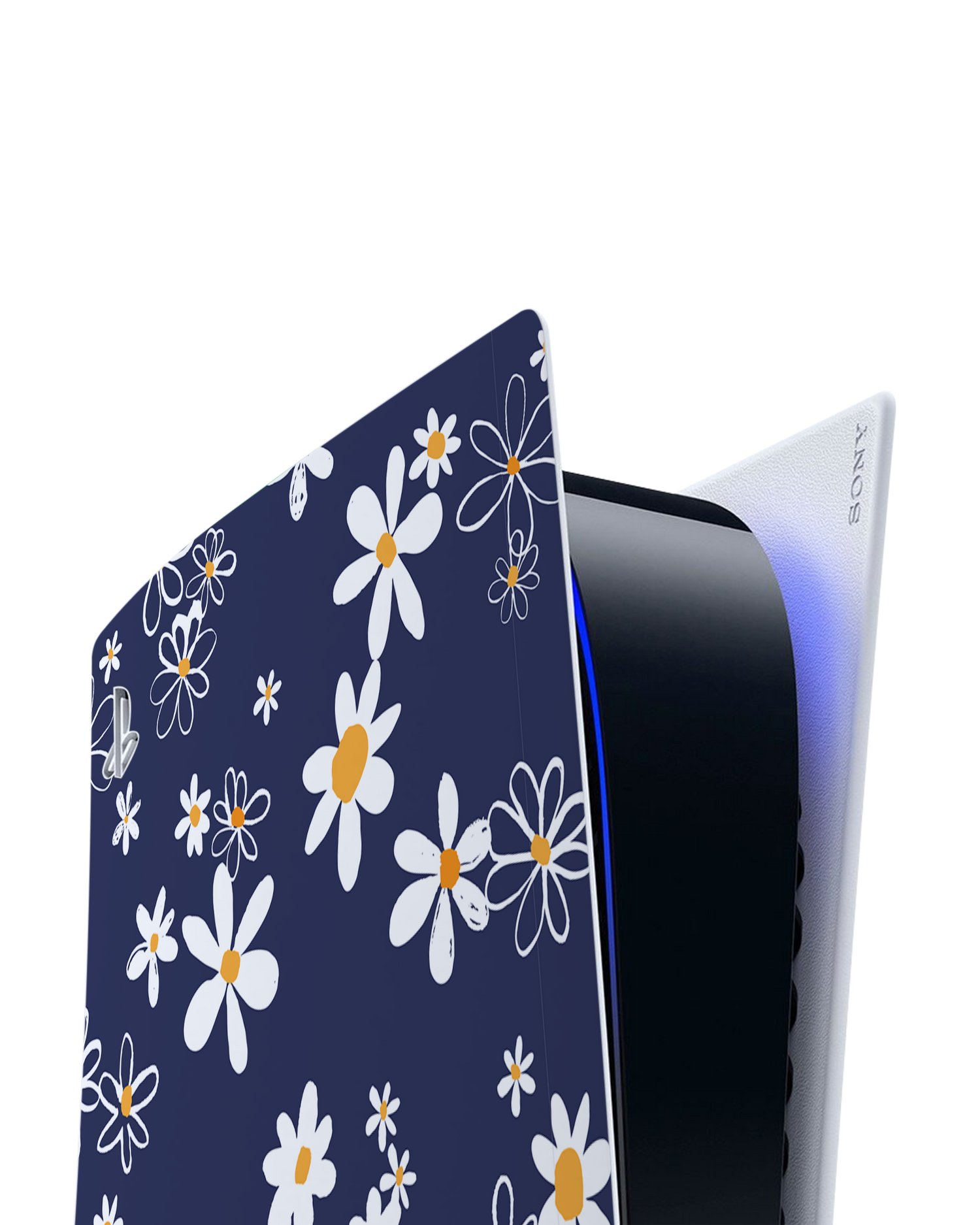 Navy Daisies Console Skin for Sony PlayStation 5: Detail shot