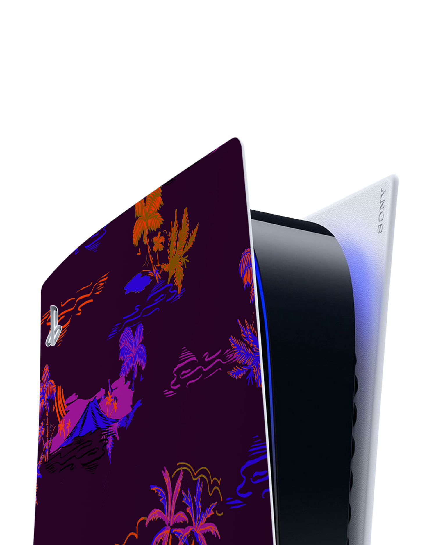 Neon Aloha Console Skin for Sony PlayStation 5: Detail shot
