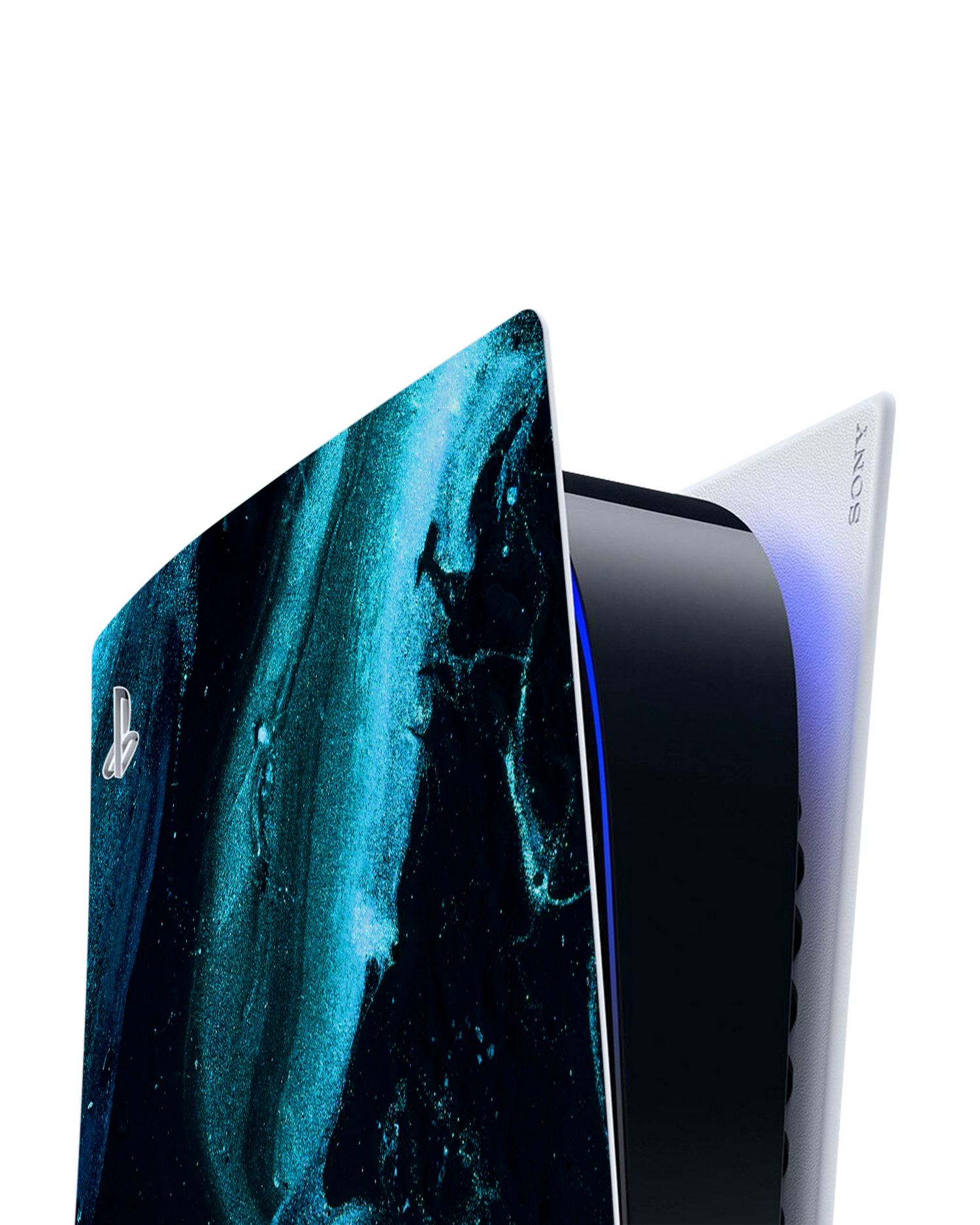 Deep Turquoise Sparkle Console Skin for Sony PlayStation 5: Detail shot