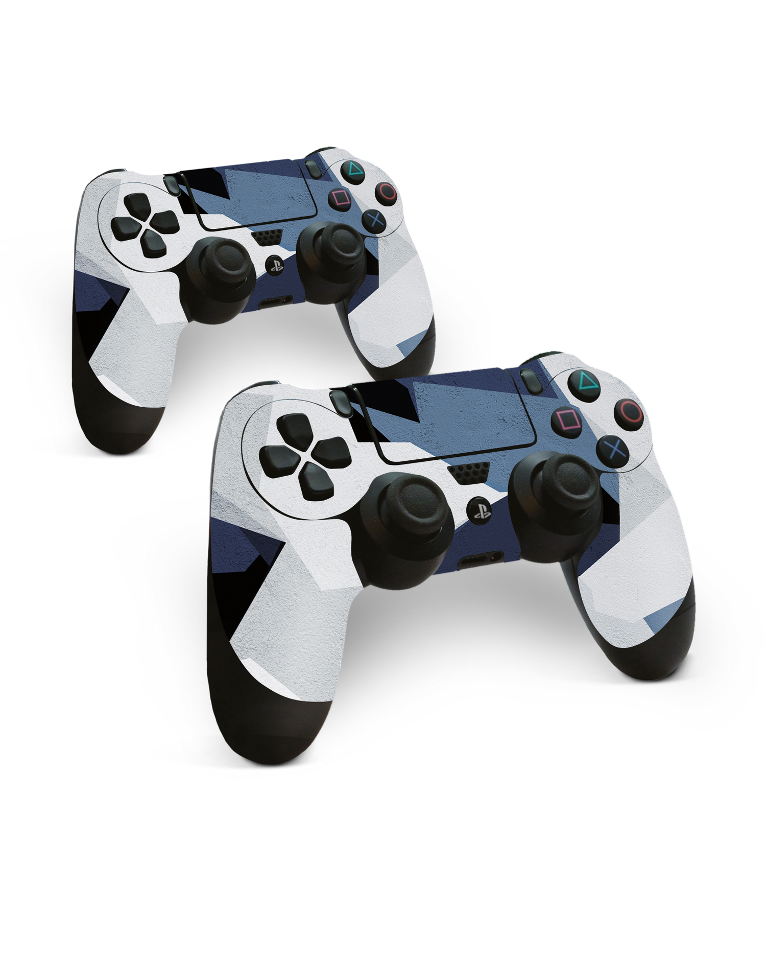 Geometric Camo Blue Console Skin for Sony PlayStation 4 Controller: Side View