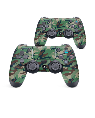Green and Brown Camo Console Skin for Sony PlayStation 4 Controller: Front View