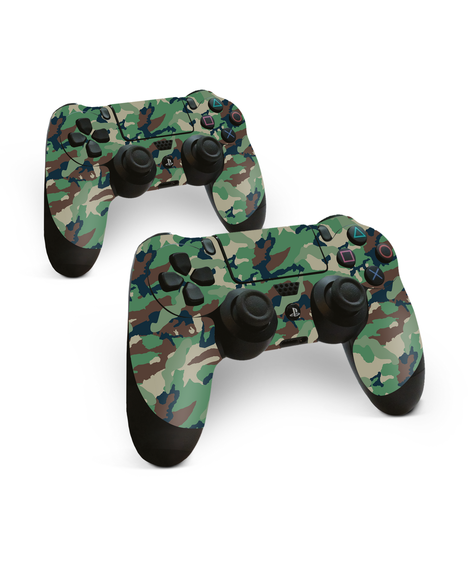 Green and Brown Camo Console Skin for Sony PlayStation 4 Controller: Side View