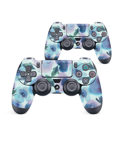 Watercolour Flowers Blue Console Skin for Sony PlayStation 4 Controller: Front View