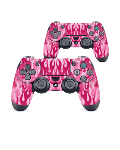 Pink Flames Console Skin for Sony PlayStation 4 Controller: Front View