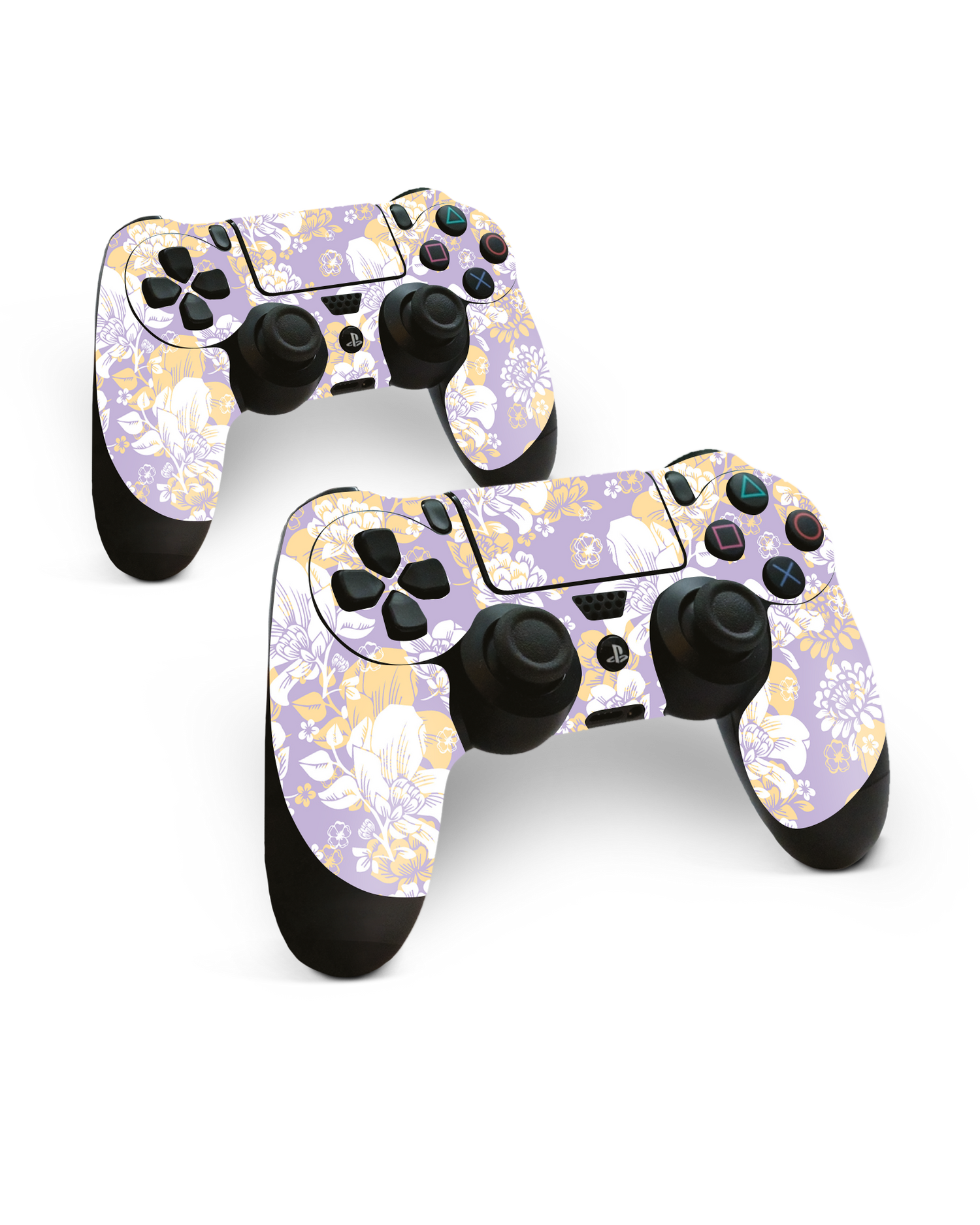 Lavender Floral Console Skin for Sony PlayStation 4 Controller: Side View
