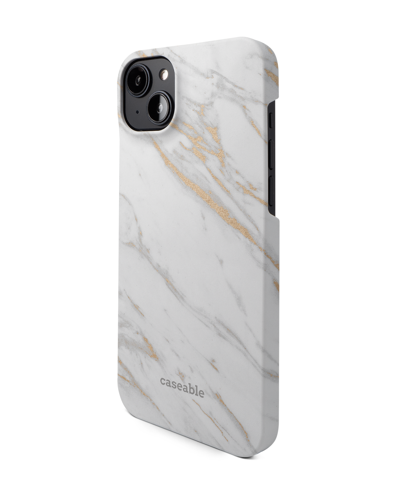 Gold Marble Elegance Hard Shell Phone Case for Apple iPhone 14 Plus: View from the right side