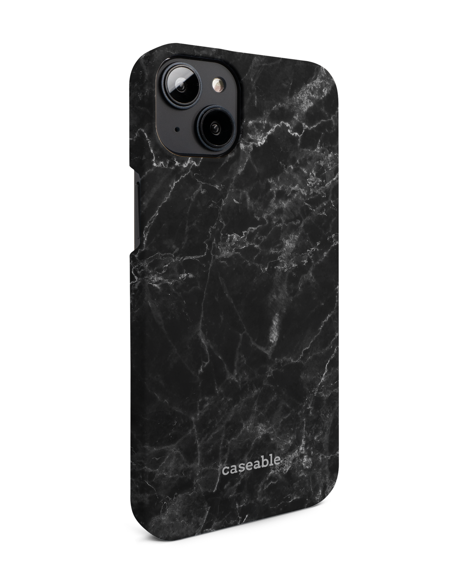 Midnight Marble Hard Shell Phone Case for Apple iPhone 14 Plus: View from the left side