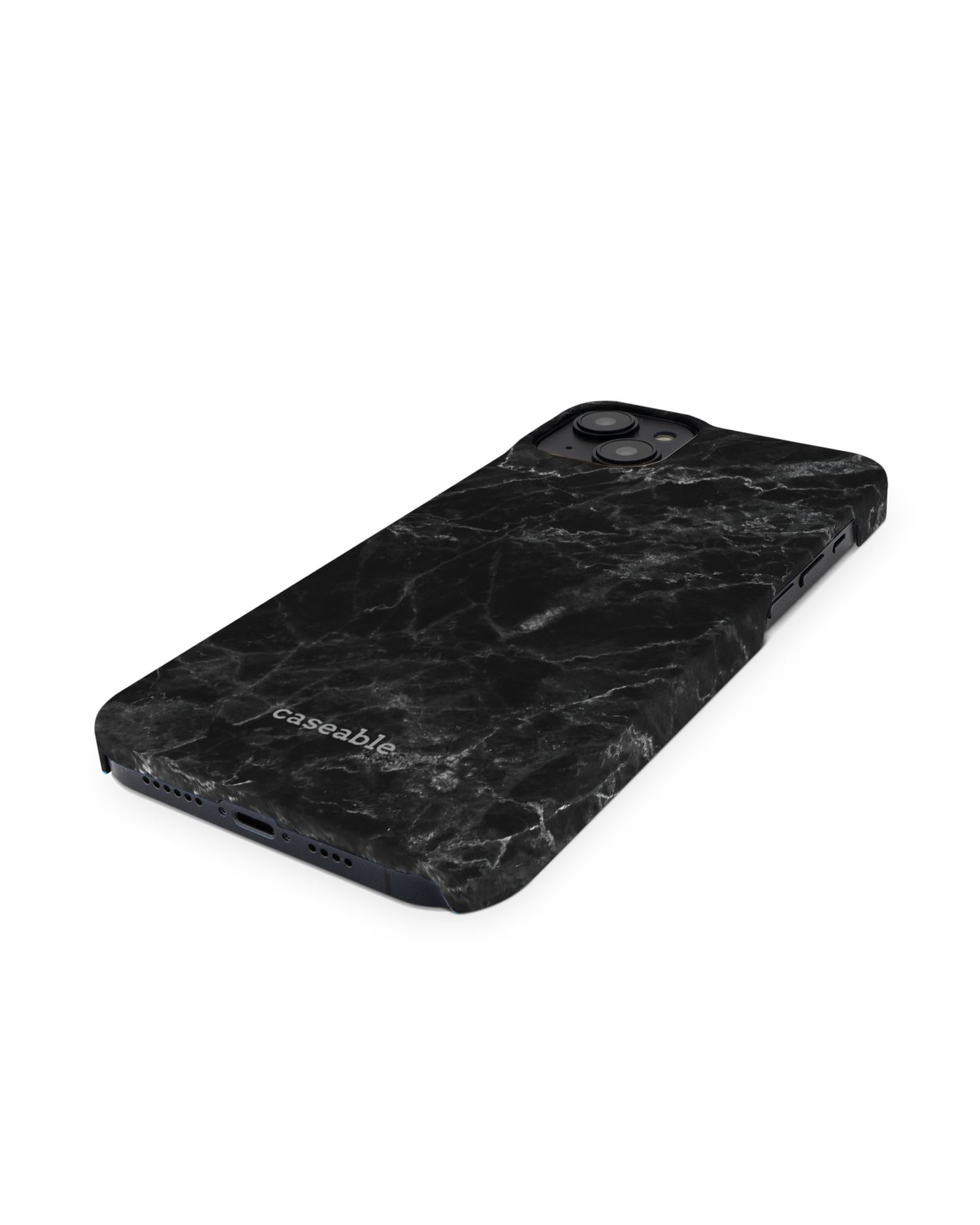 Midnight Marble Hard Shell Phone Case for Apple iPhone 14 Plus: Perspective view