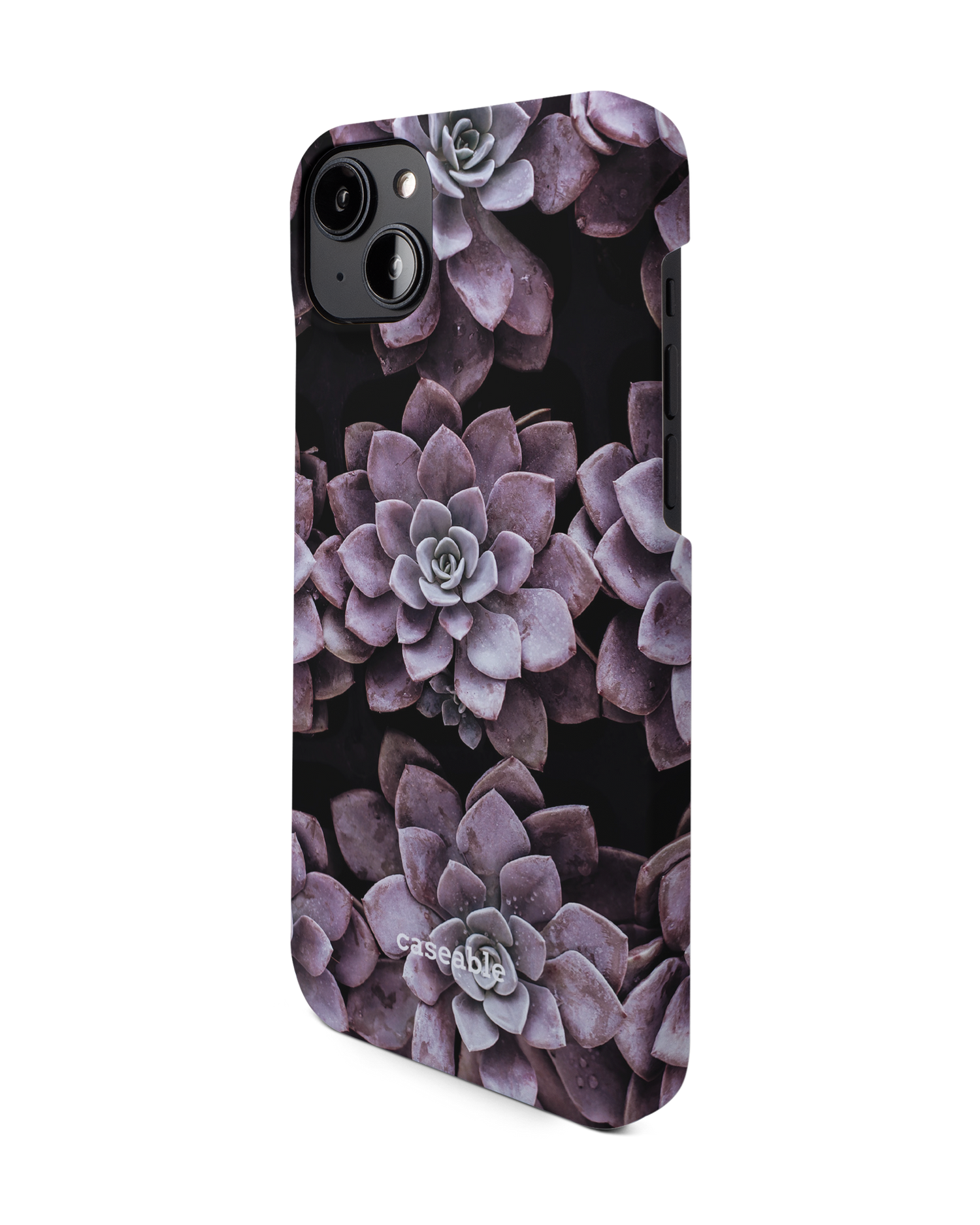 Purple Succulents Hard Shell Phone Case for Apple iPhone 14 Plus: View from the right side