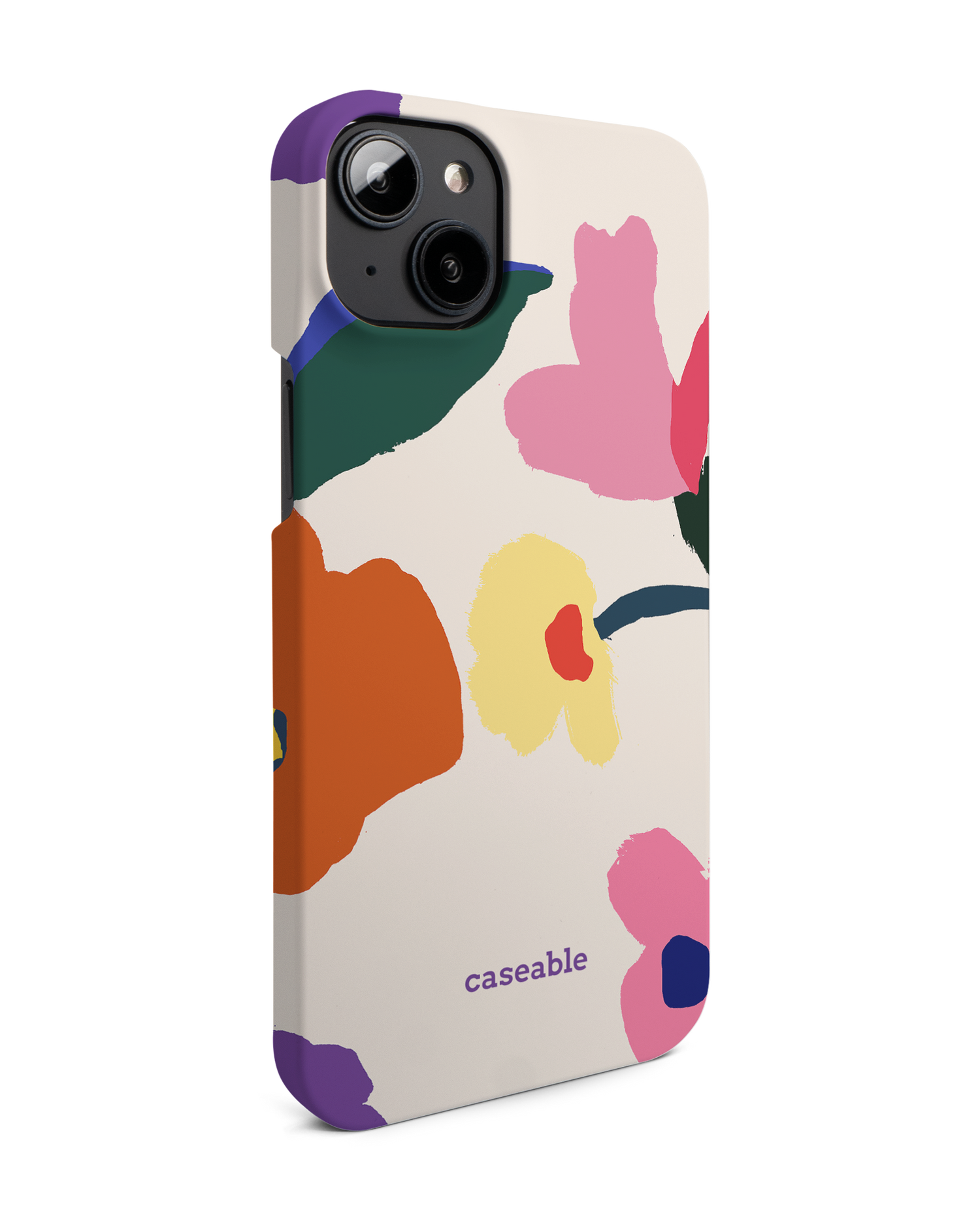 Handpainted Blooms Hard Shell Phone Case for Apple iPhone 14 Plus: View from the left side