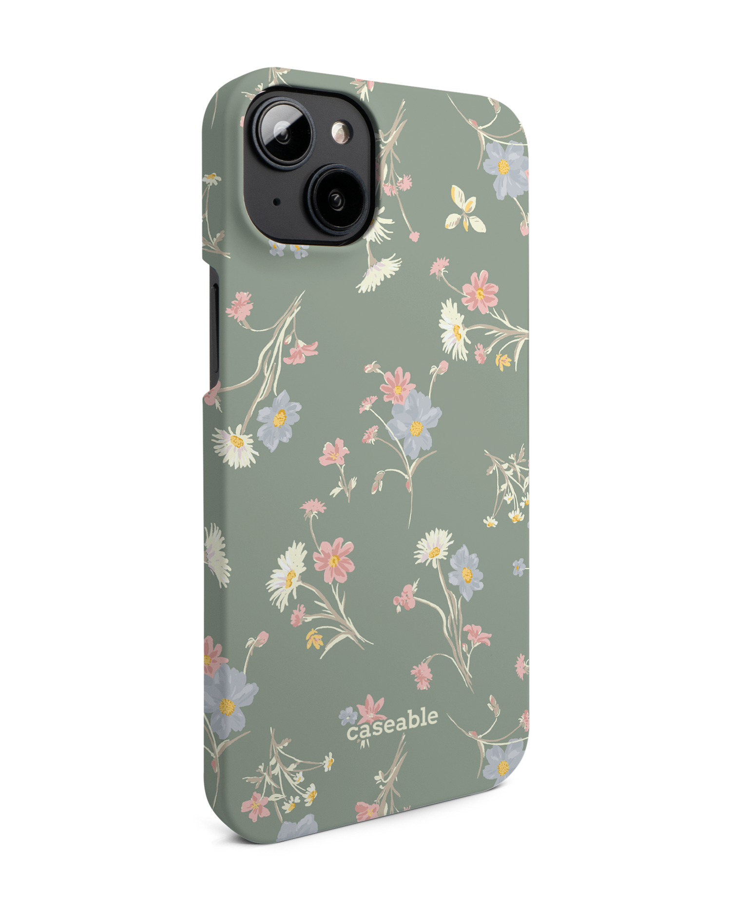Wild Flower Sprigs Hard Shell Phone Case for Apple iPhone 14 Plus: View from the left side